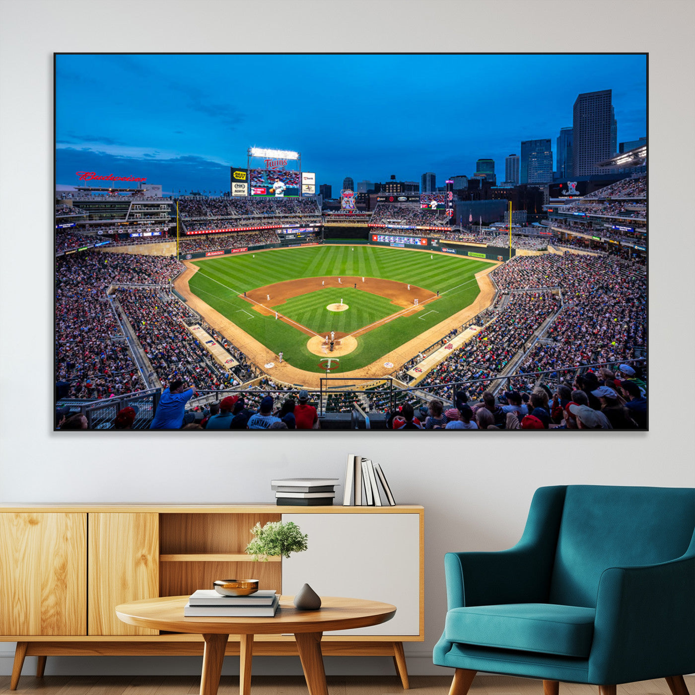 77273035-MGV-CV-36X24-Target Field Stadium Wall Art Canvas Print – Minnesota Twins Baseball Team Iconic Ballpark Scene for home, office