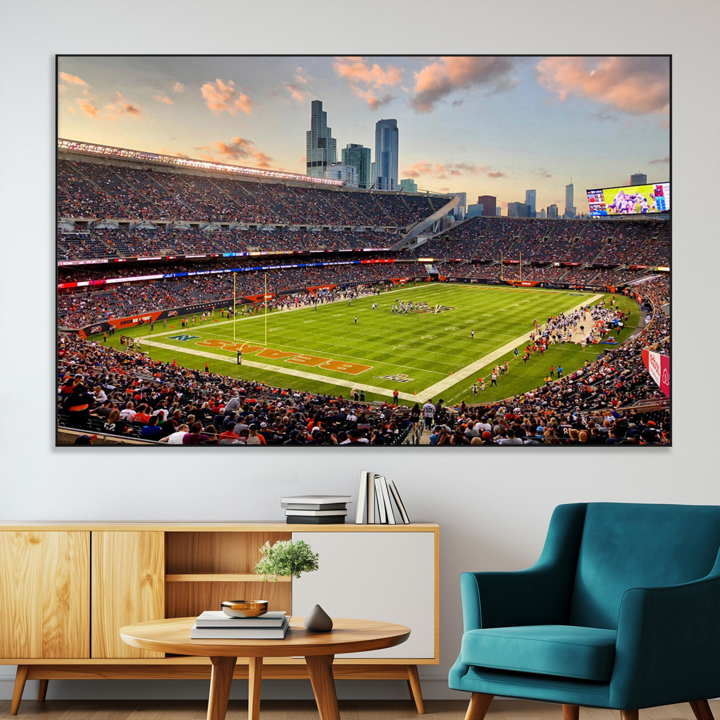 55377093-MGV-CV-36X24-Chicago Bears Soldiers Field Wall Art Canvas Print – Framed Football Stadium Artwork for Home, Office, Living Room