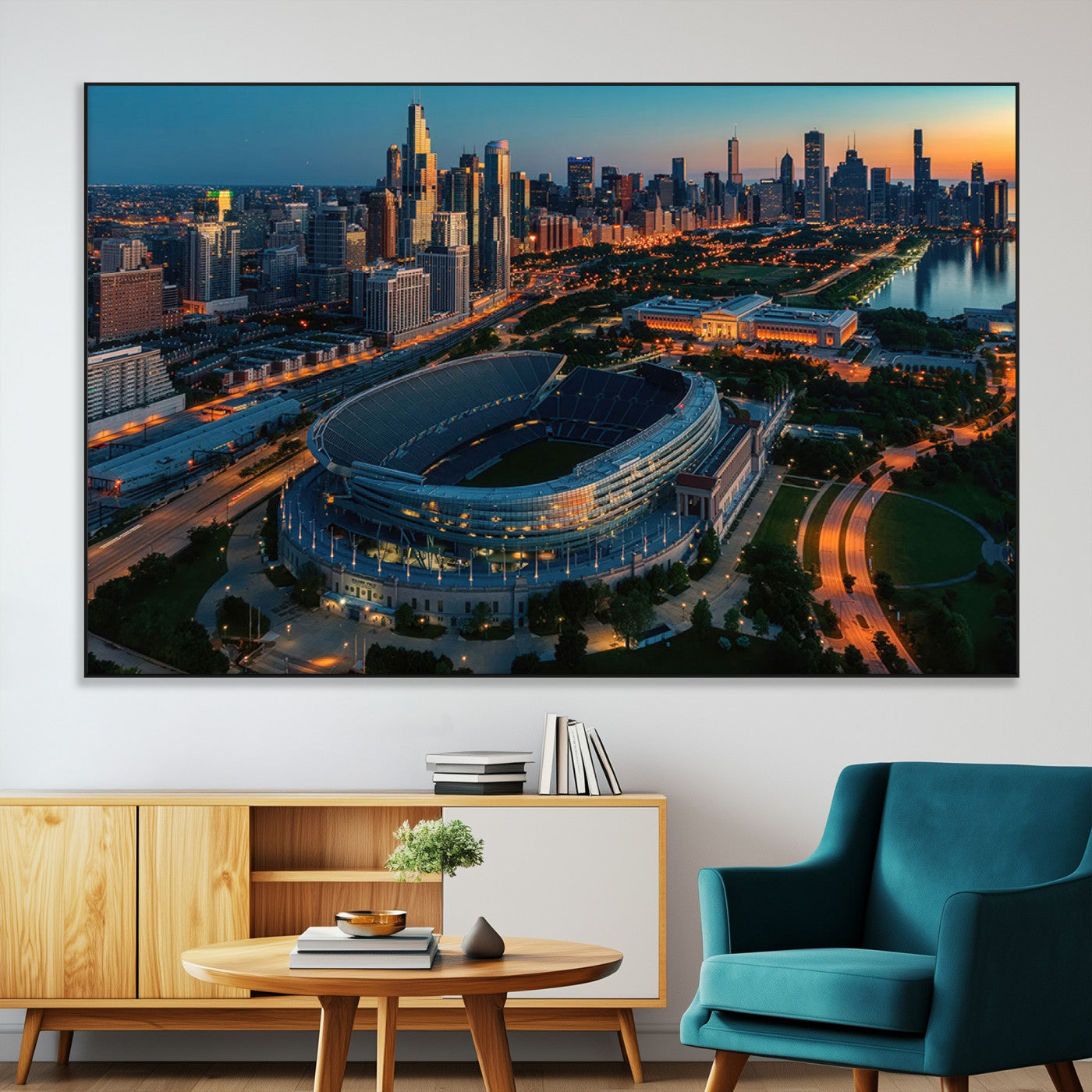 36690345-MGV-CV-36X24-Chicago Bears Soldiers Field Wall Art Canvas Print – Framed Football Stadium Artwork for Home, Office, Living Room