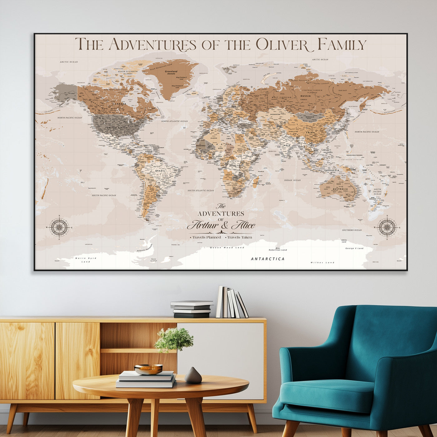 -Personalized Push Pin World Map Canvas – Custom Framed Travel Tracker Wall Art, Large Adventure Map with Pins for Home, Office
