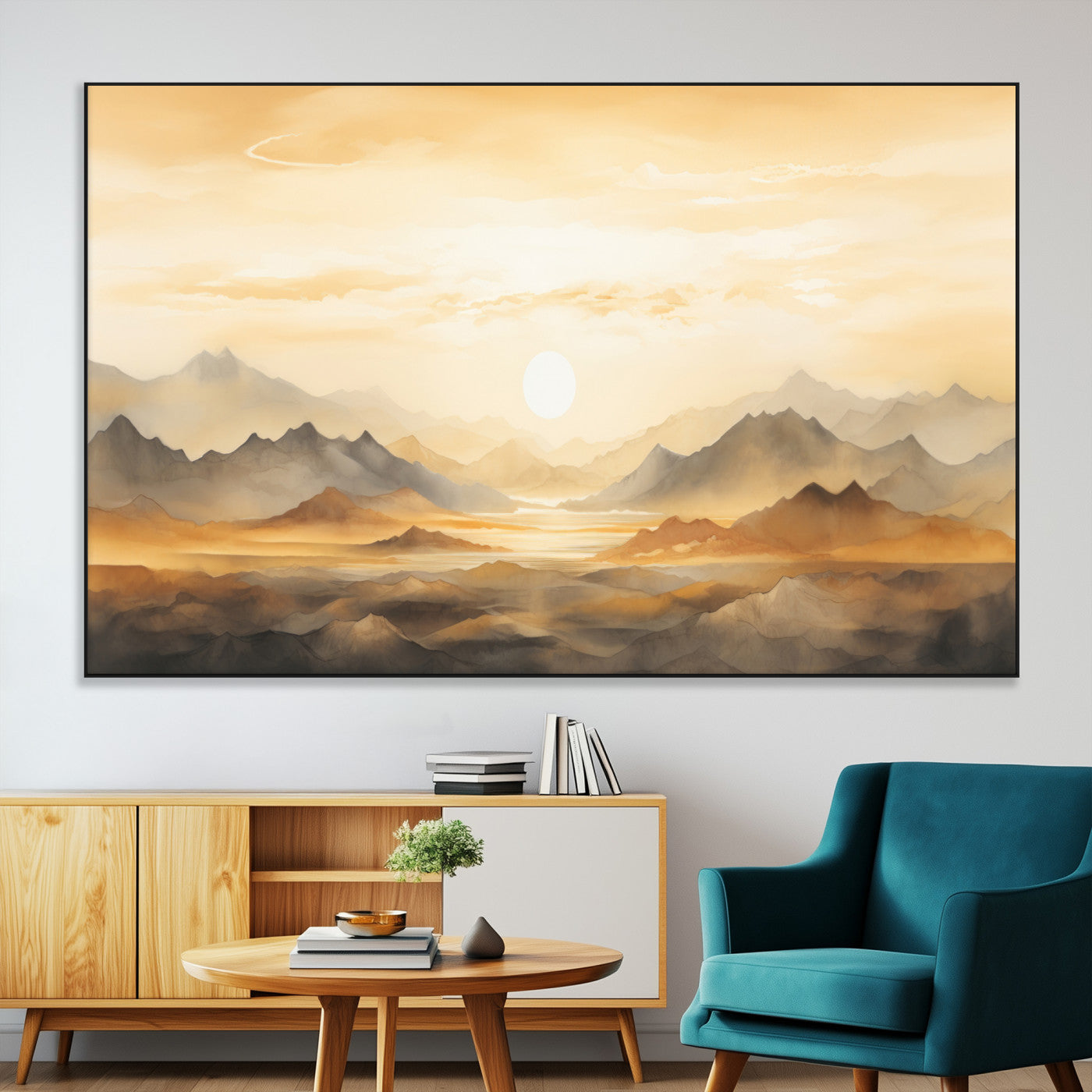 Nihat1-29-MGV-CV-36X24-Sepia Color Abstract Mountain Wall Art Canvas Print