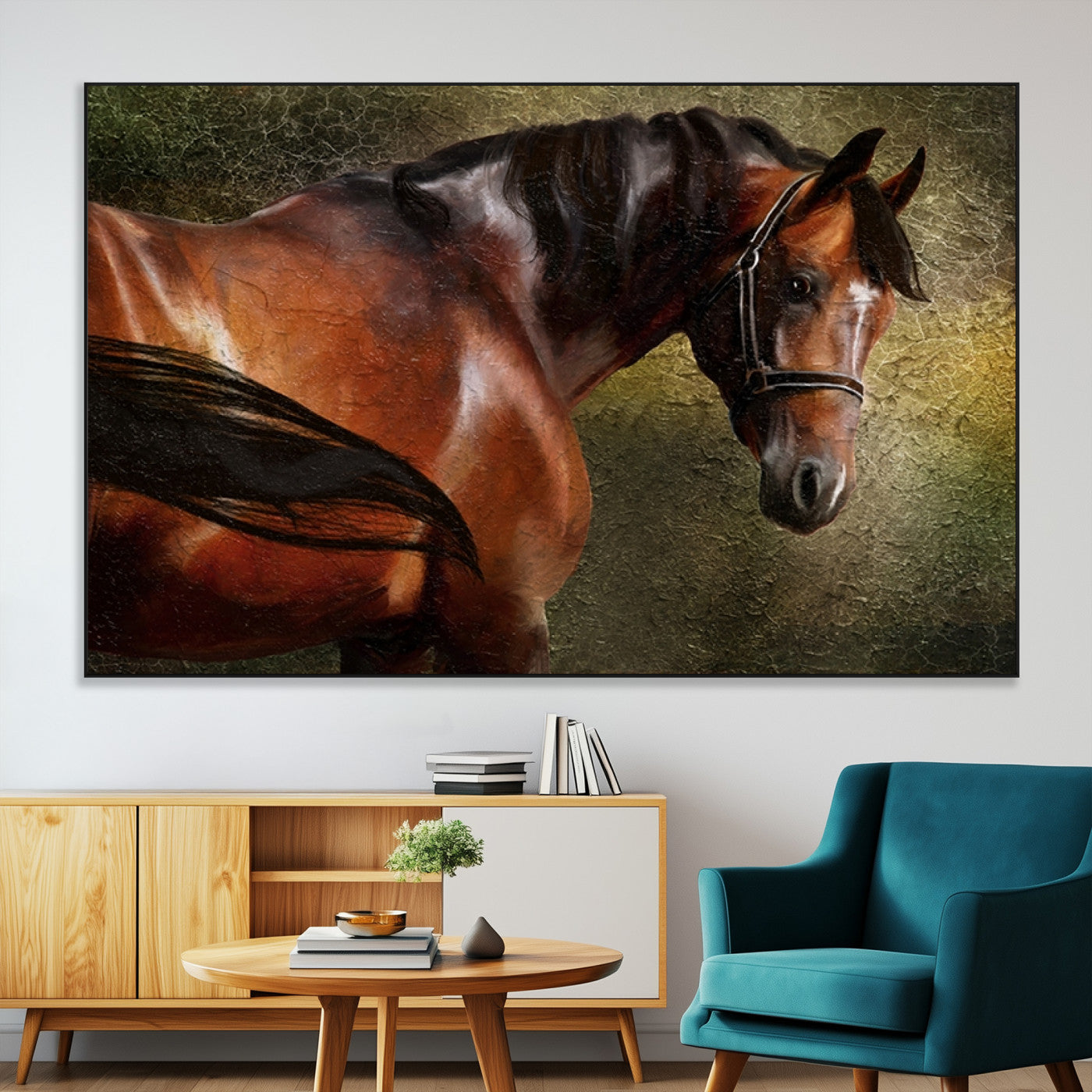 76810-MGV-CV-36X24-Majestic Brown Horse Wall Art Canvas Print – Framed Equestrian Artwork with Elegant Stallion Artwork for Home or Office Decor
