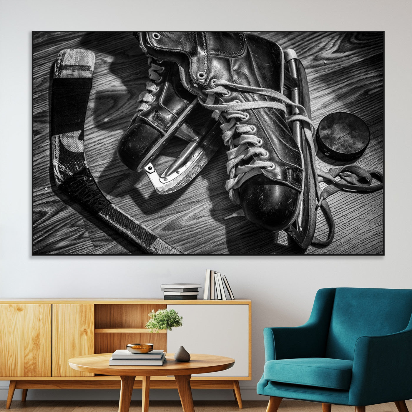 20553-MGV-CV-36X24-Old Pair of Mens Skates Wall Art Canvas, Men Skates Wall Art Print