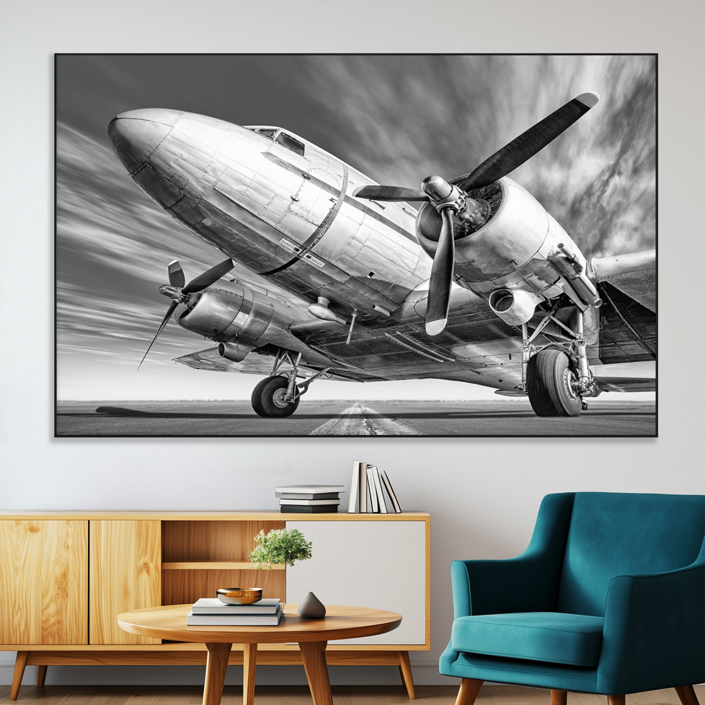 82744-MGV-CV-36X24-Vintage Airplane on Runway Canvas Print