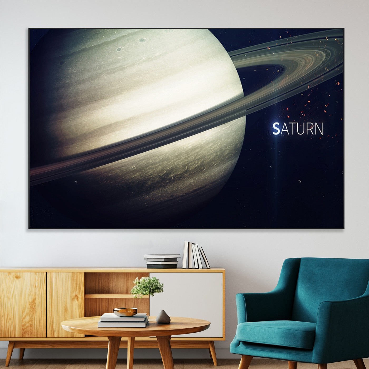 -Framed Saturn Wall Art Canvas Print