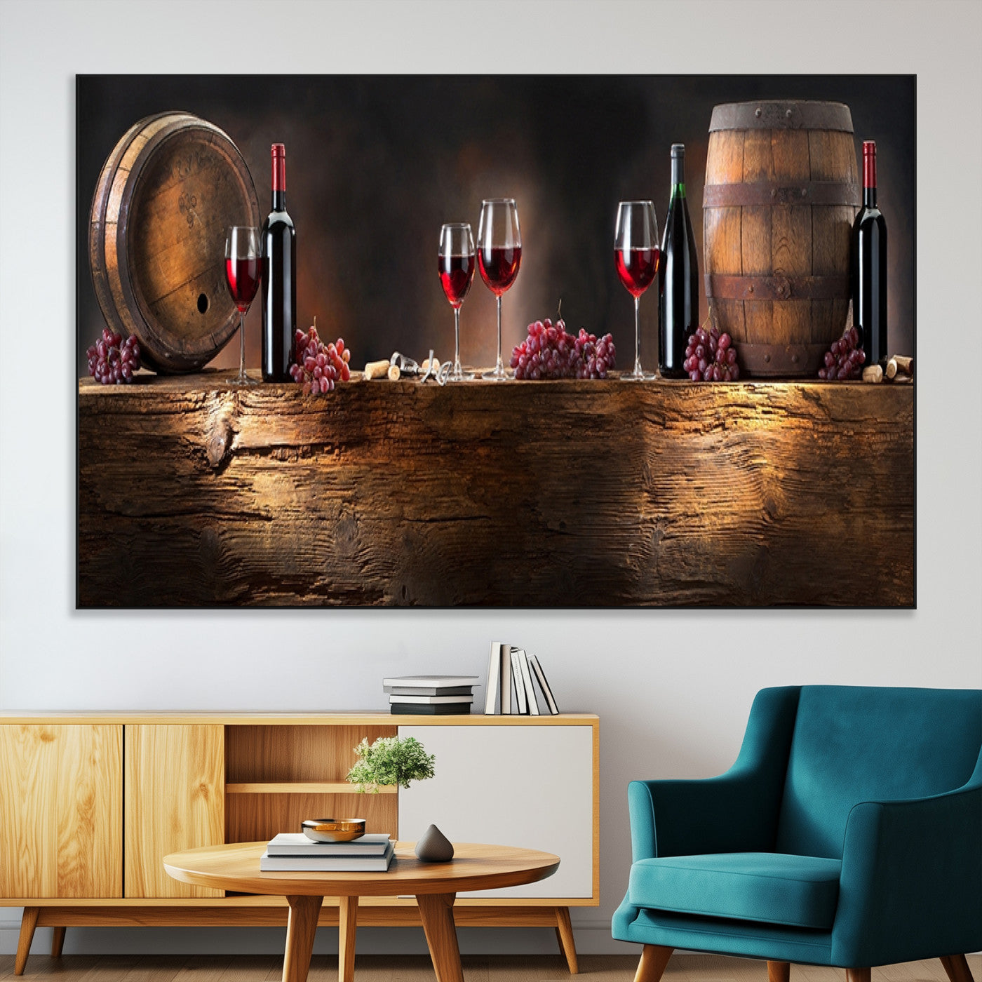 -Wine and Barrels Wall Art Canvas Print