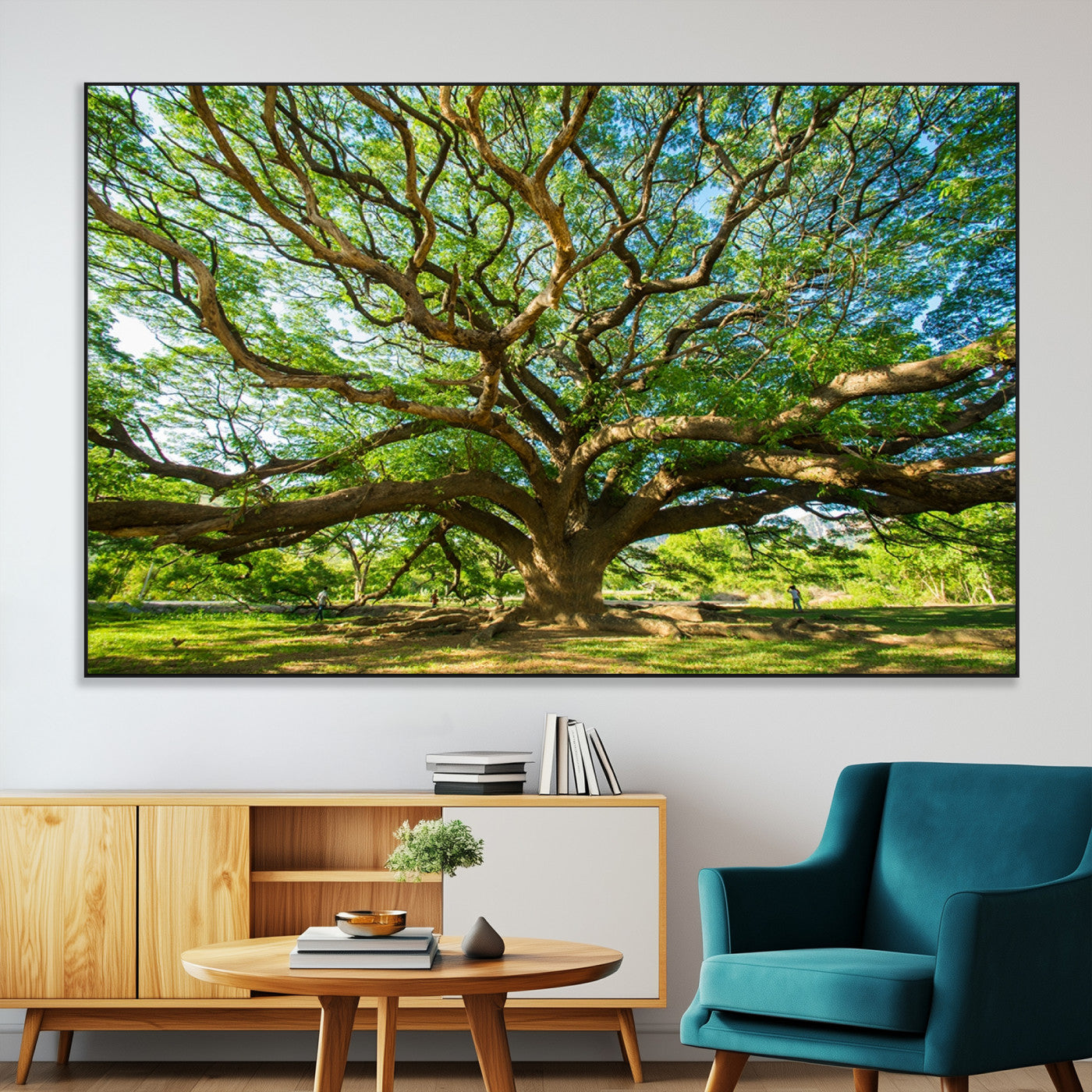 70569-MGV-CV-36X24-Majestic Oak Tree Wall Art – Serene Nature Canvas Print with Spreading Branches, Tranquil Forest Landscape Decor for Living Room or Office