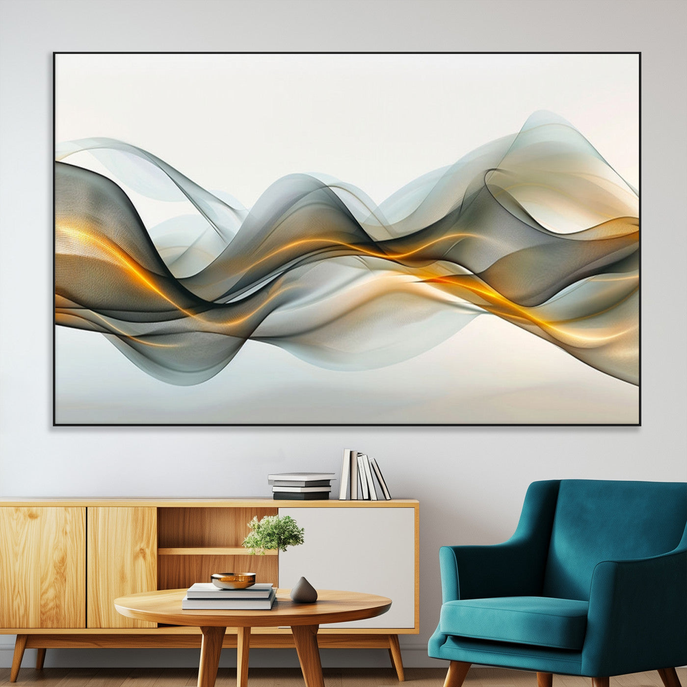 ES1001-MGV-CV-36X24-Abstract Wave Canvas Wall Art – Fluid Contemporary Elegance in Motion – Ready to Hang