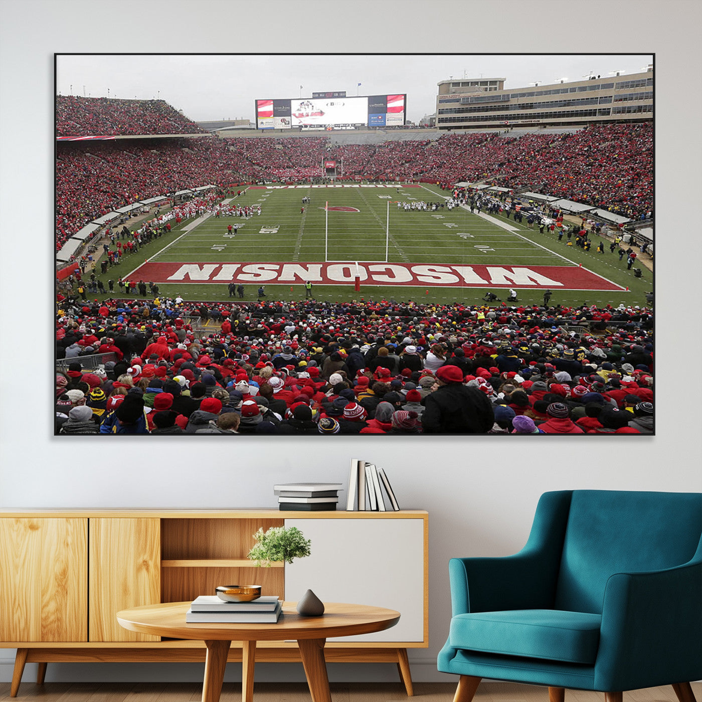 23461-MGV-CV-36X24-Wisconsin Badgers Team Print Canvas - Madison Camp Randall Stadium Wall Art Canvas Print