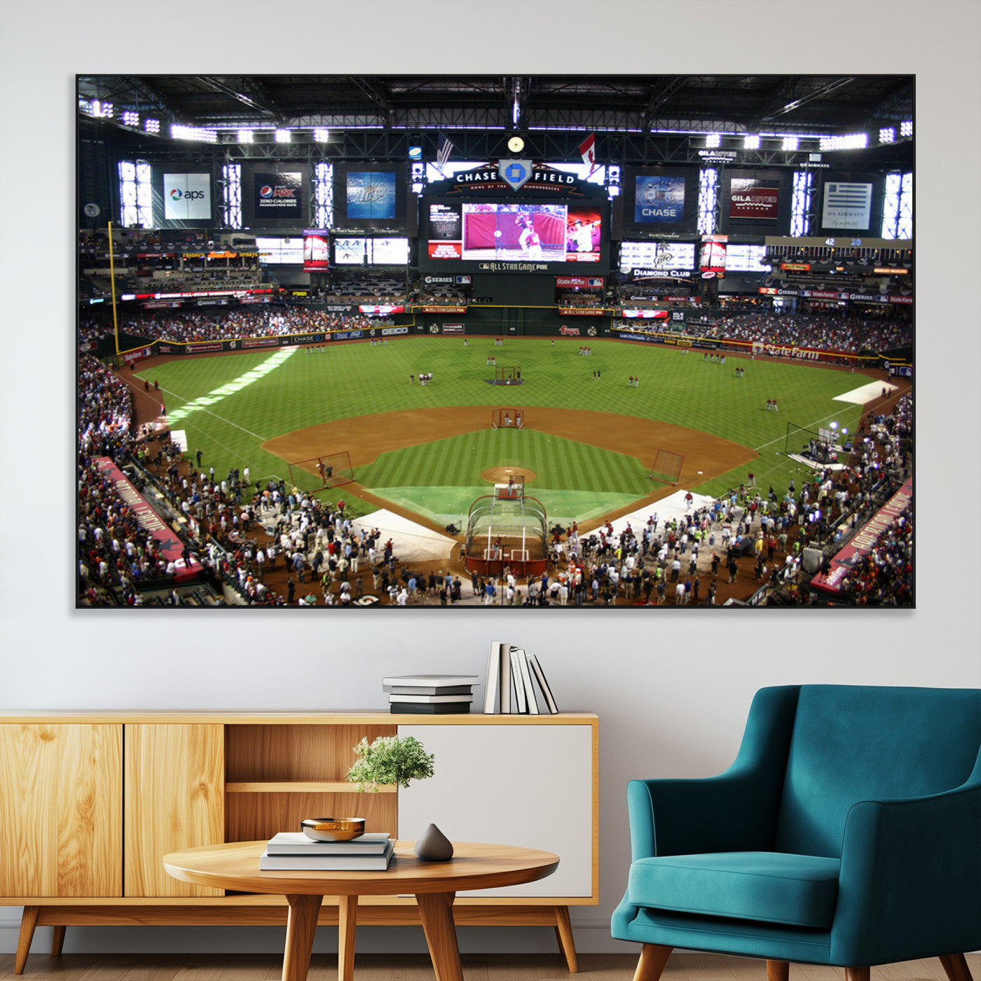 91630-MGV-CV-36X24-Arizona Diamondbacks Baseball Team Print - Phoenix Chase Field Baseball Stadium Wall Art Canvas