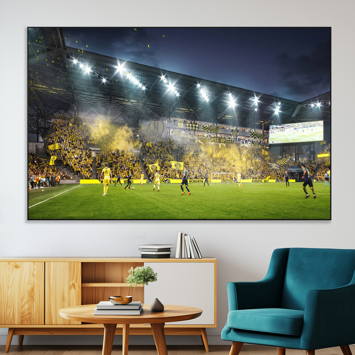 65820-MGV-CV-36X24-Columbus Crew Stadium Match Triple Canvas Wall Art - Dynamic MLS Game Scene Canvas Wall Art