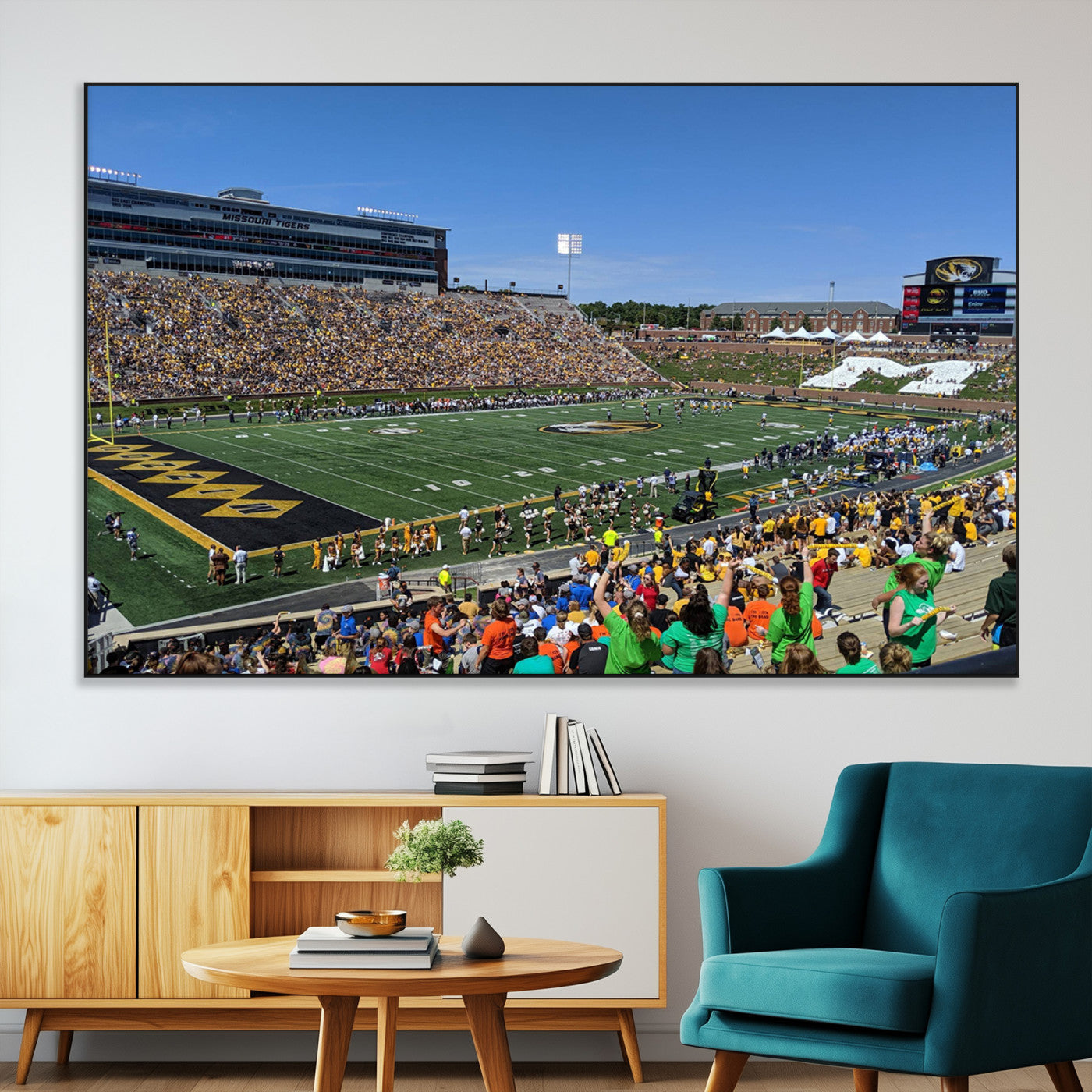 38399-MGV-CV-36X24-University of Missouri Tigers Football Team Print - Columbia Faurot Field Memorial Stadium Wall Art