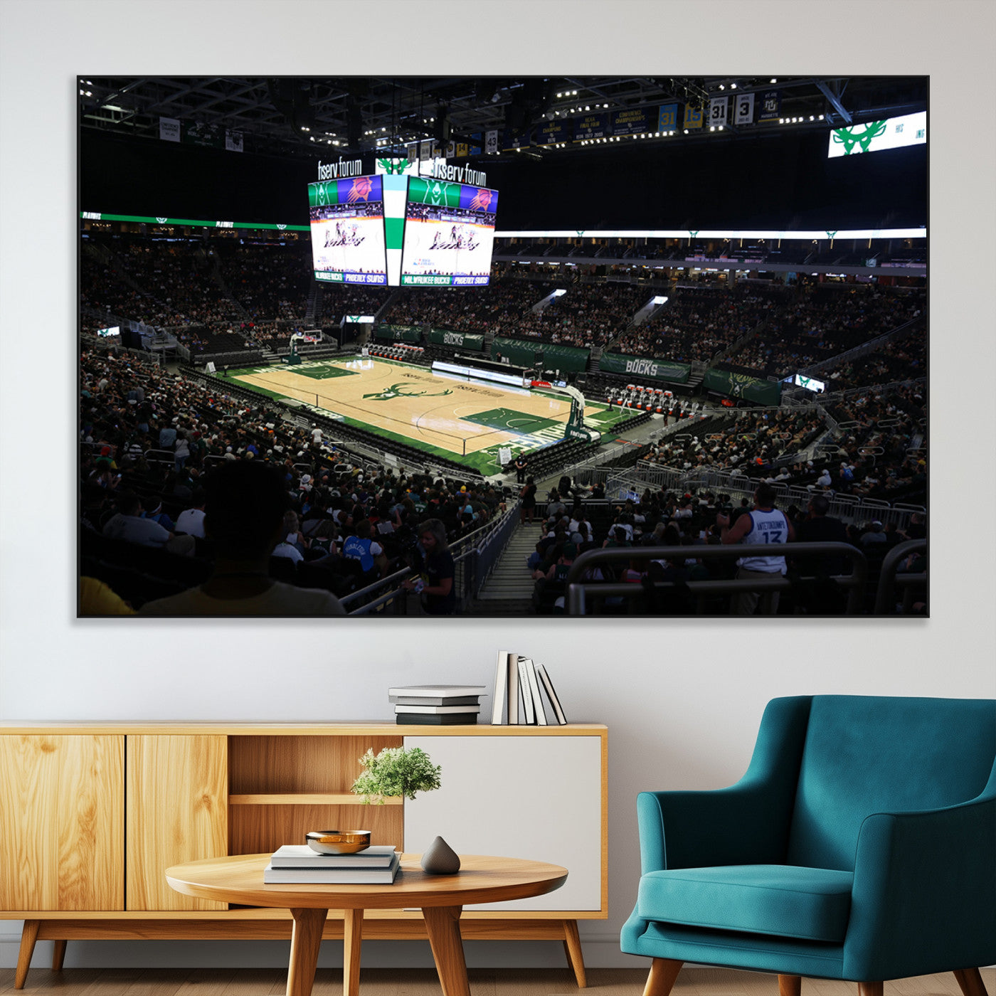 -Milwaukee Bucks Basketball Print - Fiserv Forum Stadium Wall Art Canvas Print