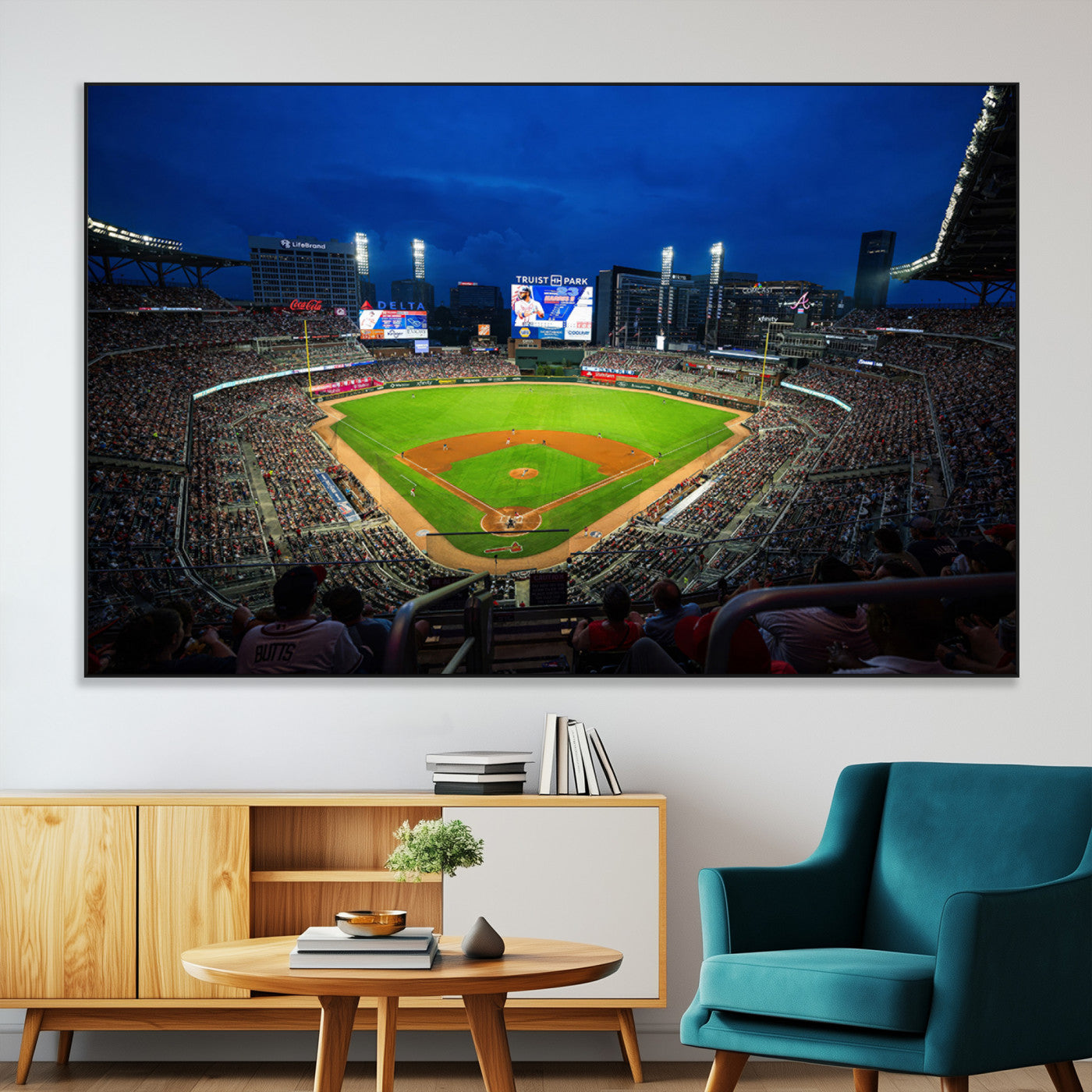 88590-MGV-CV-36X24-Truist Park Night Game Canvas Art - Atlanta Braves Stadium Wall Art Canvas