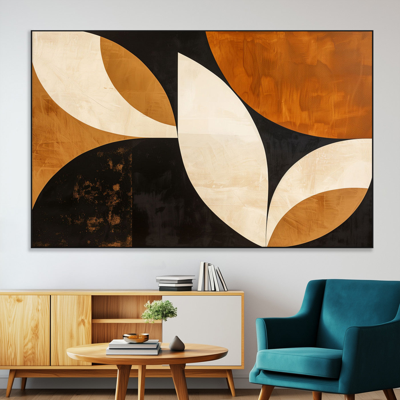 21251-MGV-CV-36X24-Geometric Abstract Wall Art Canvas Print, Mid Century Modern Wall Art Print
