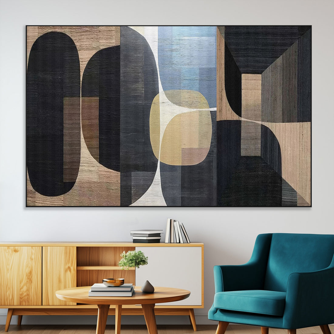 Minimalist Wabi Sabi Abstract Geometric Wall Art Canvas Print, Modern Minimalist Shapes