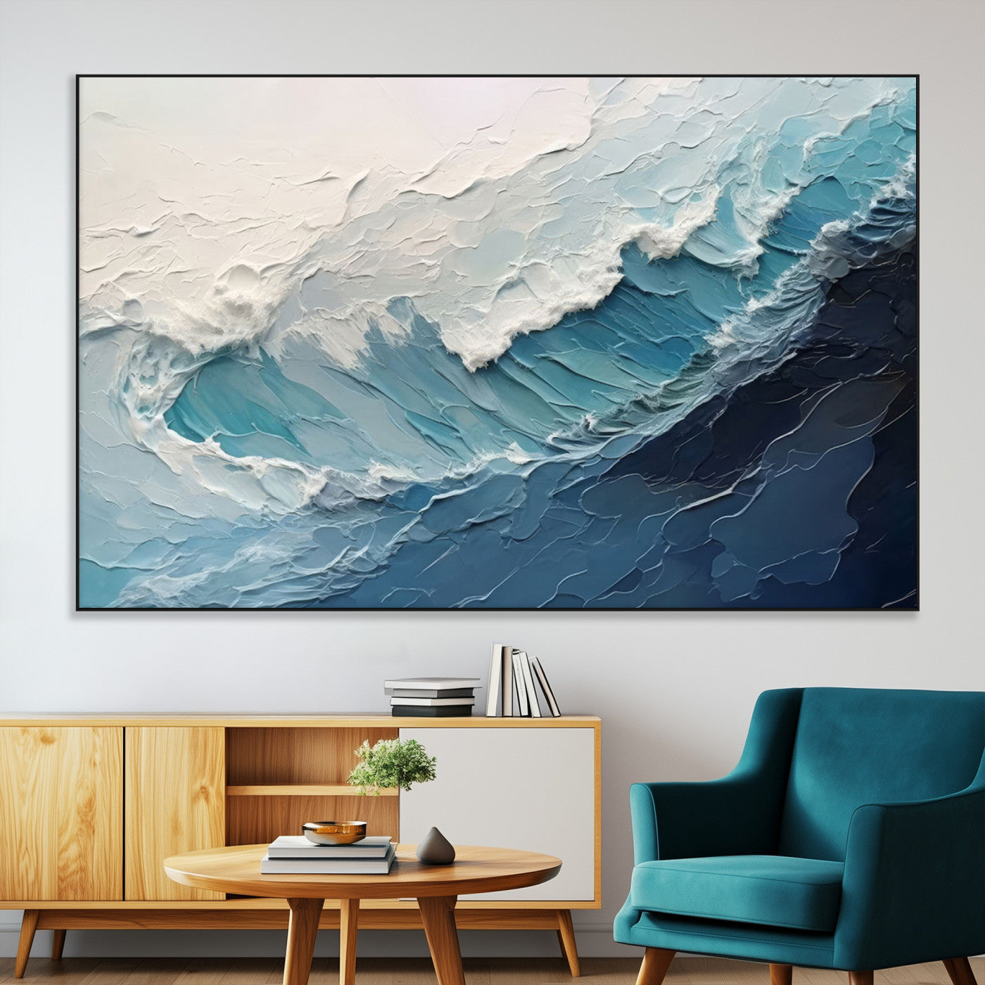 23887-MGV-CV-36X24-Ocean Wave Canvas Wall Art Print – Coastal Living Room Large Ocean Wave Seascape Wall Art for Home, Office, Living Room