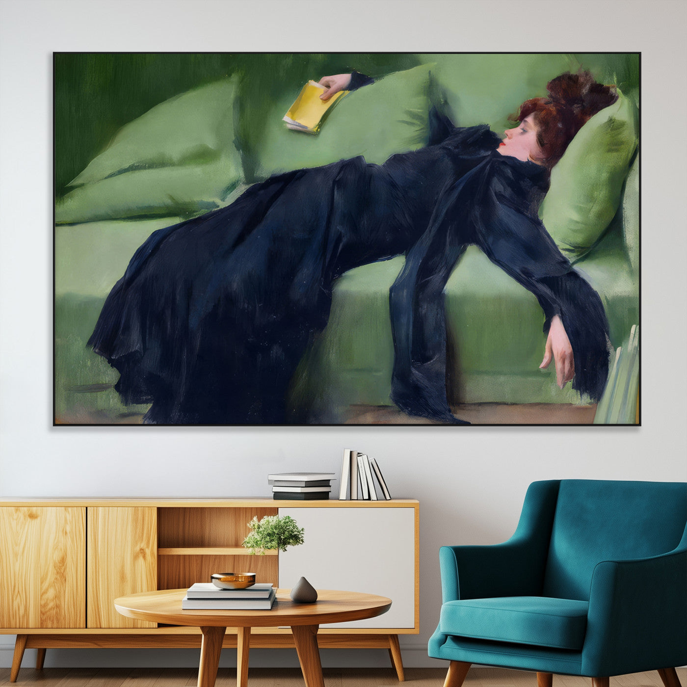 17725-MGV-CV-36X24-Decadent Girl by Ramon Casas Wall Art Canvas Print, Framed Decadent Girl Canvas Print