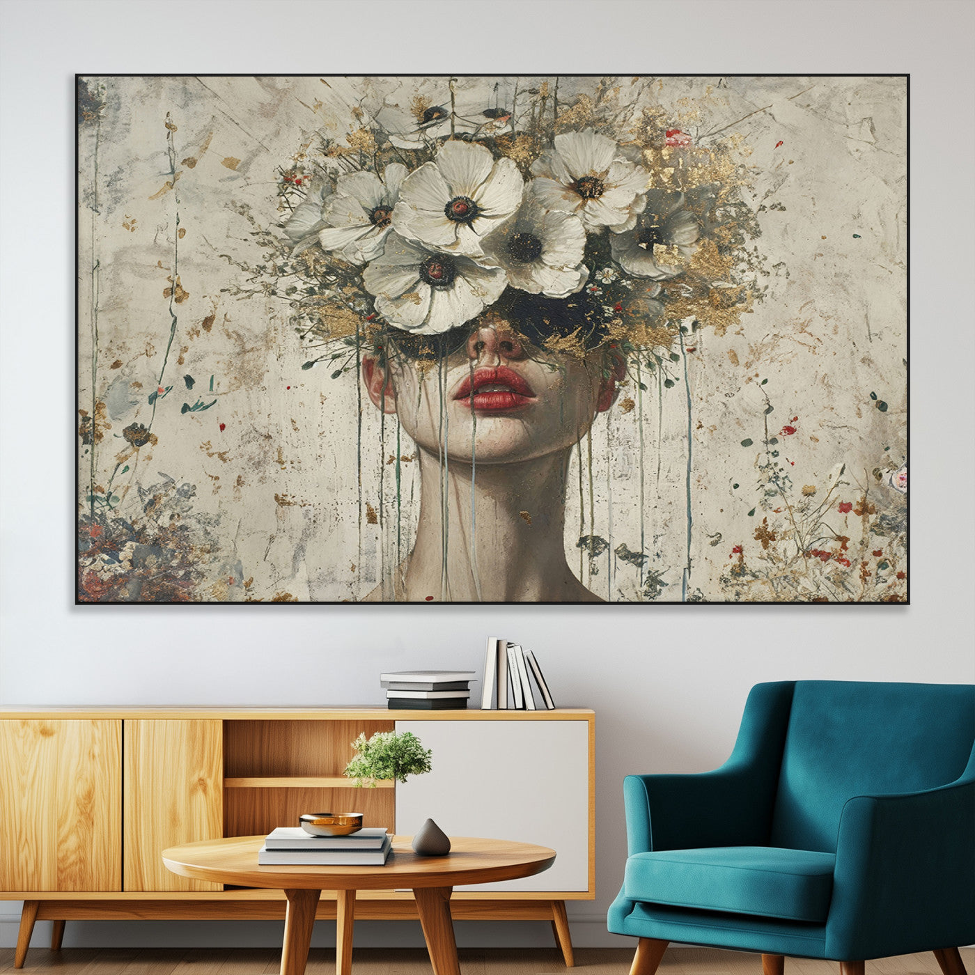 72759-MGV-CV-36X24-Abstract Floral Women Patel Wall Art Canvas Print