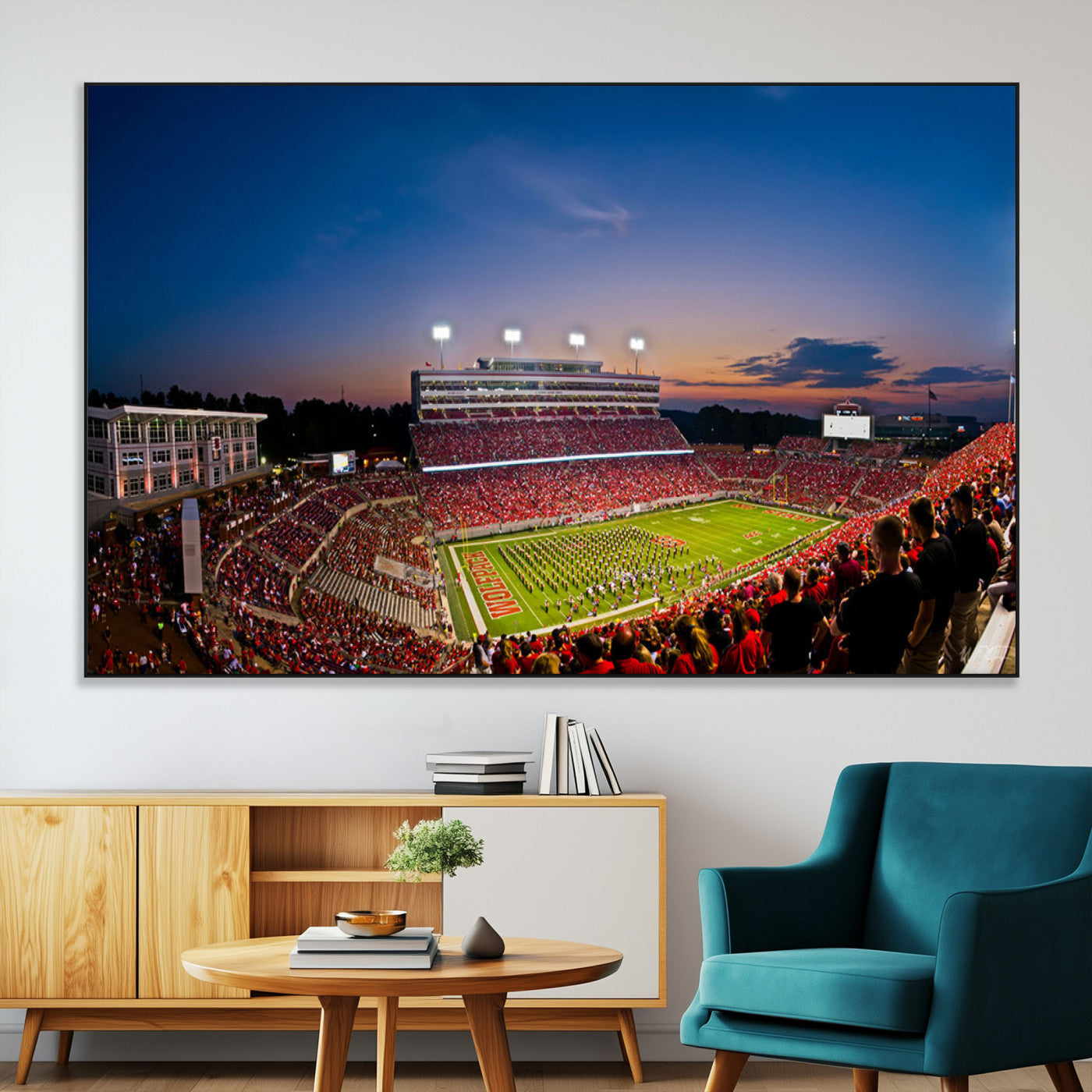 -NC State Wolfpack Football Team Print - Raleigh Carter-Finley Stadium Wall Art Canvas Print