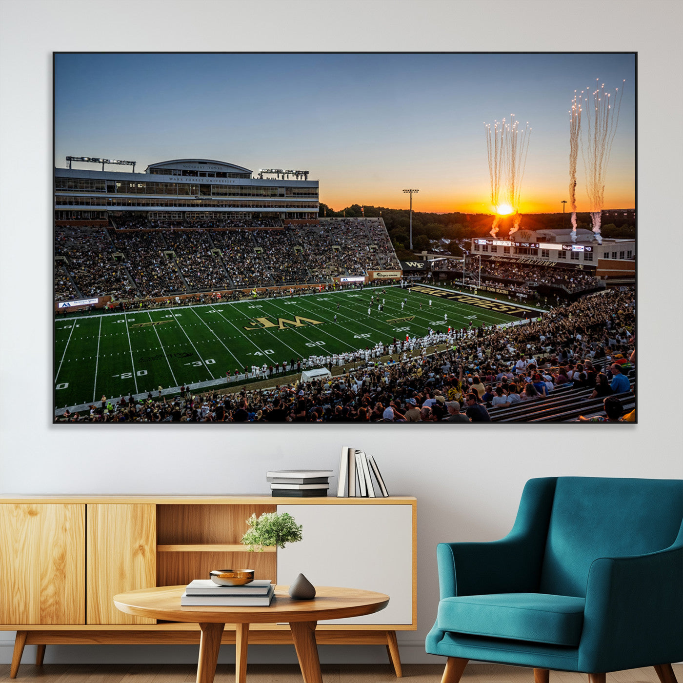 29253-MGV-CV-36X24-Demon Deacons Football Team Print Canvas- Winston-Salem Allegacy Federal Credit Union Stadium Wall