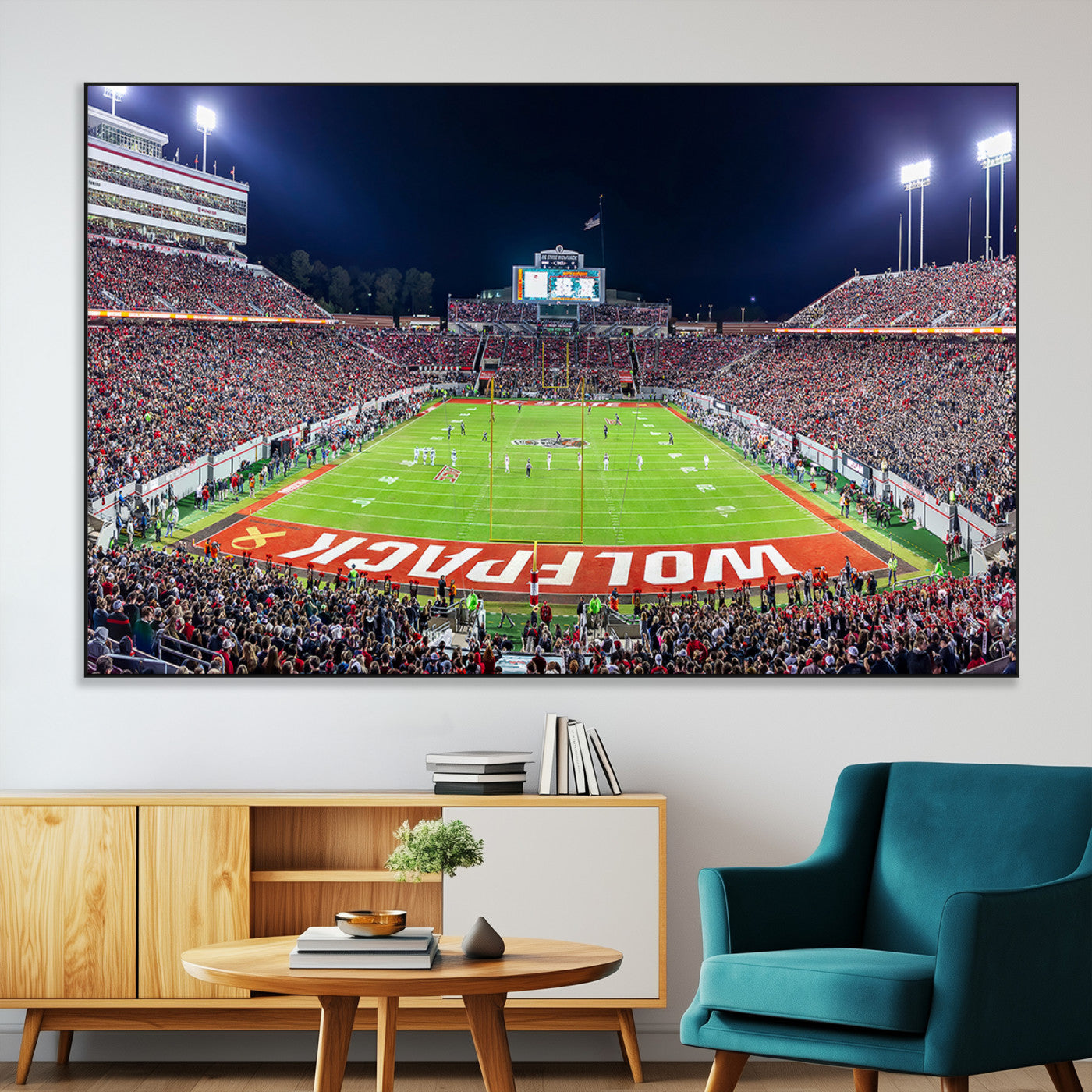 80943-MGV-CV-36X24-Wolfpack Football Team Print - Raleigh Carter-Finley Stadium Wall Art Canvas Print