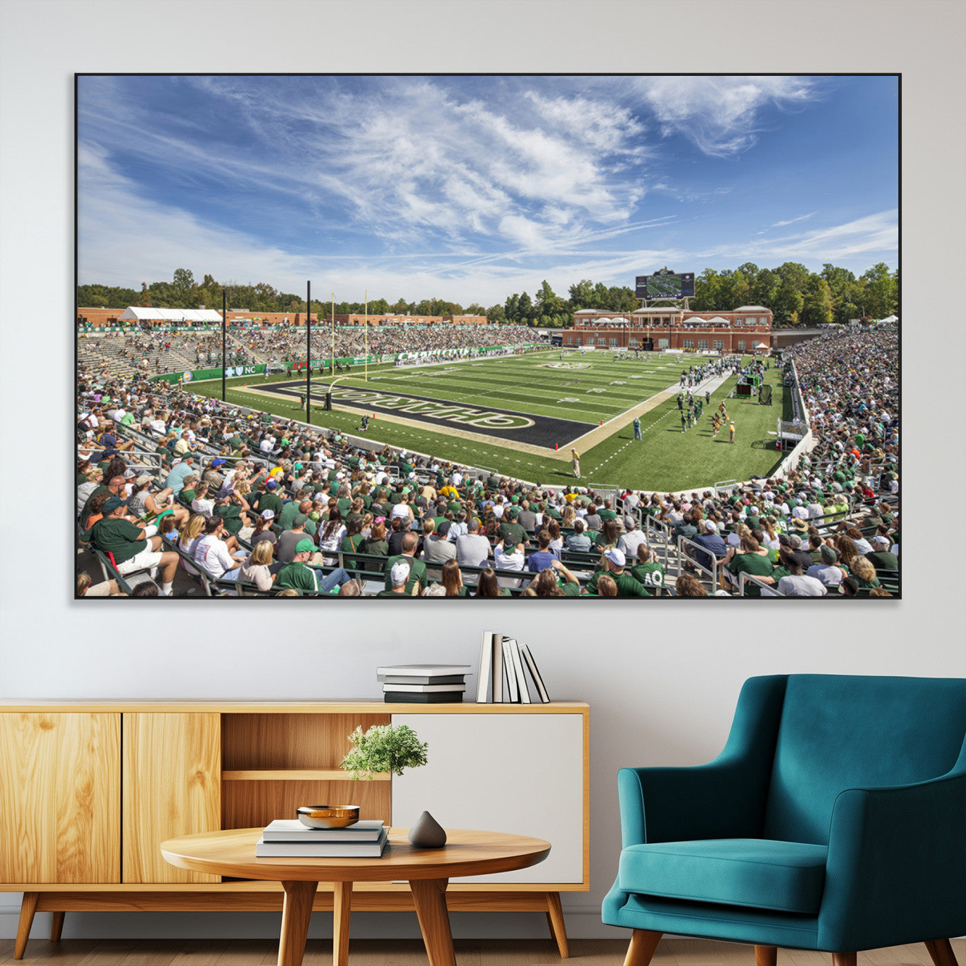 67799-MGV-CV-36X24-University of Charlotte 49ers Football Team Print - Charlotte Jerry Richardson Stadium Canvas Print
