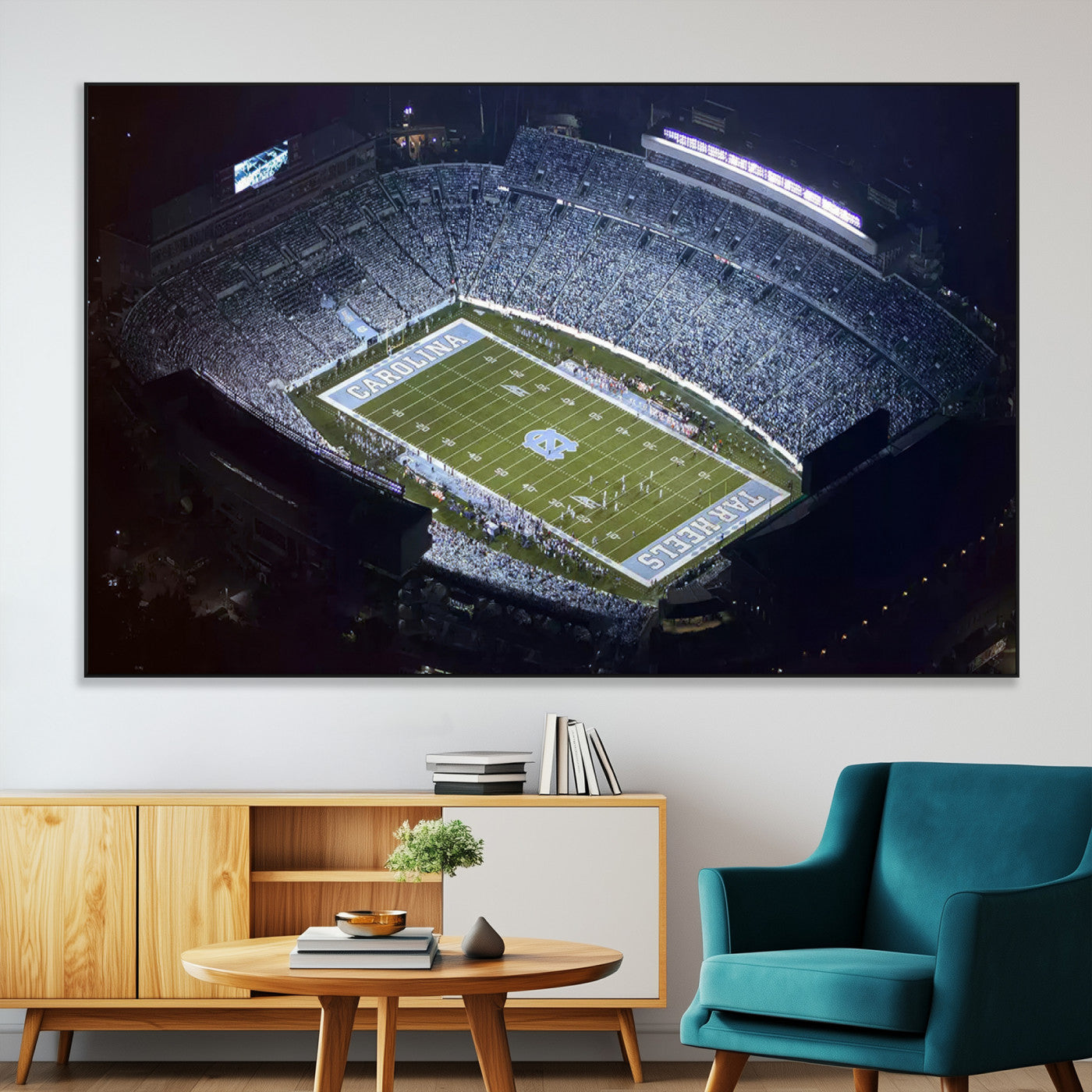 88375-MGV-CV-36X24-University of North Carolina Tar Heels Football Team Print - Chapel Hill Kenan Memorial Stadium