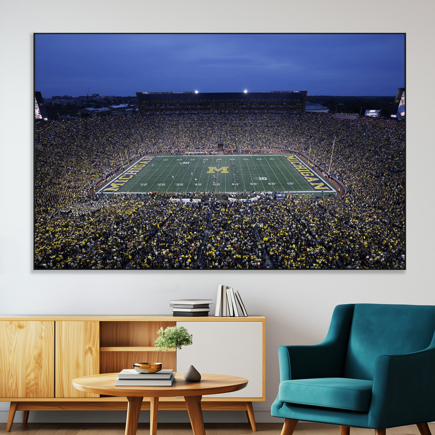 34202-MGV-CV-36X24-University of Michigan Wolverines Football Team Print - Ann Arbor Michigan Stadium Wall Art Canvas