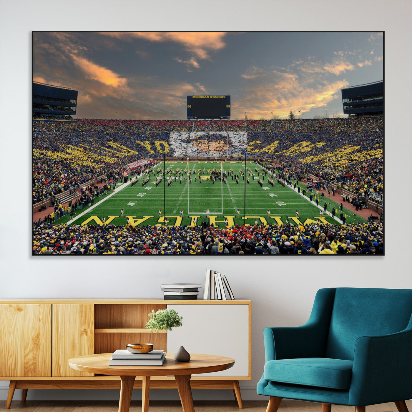 81843-MGV-CV-36X24-University of Michigan Wolverines Print Canvas, Football Team Print - Ann Arbor Michigan Stadium
