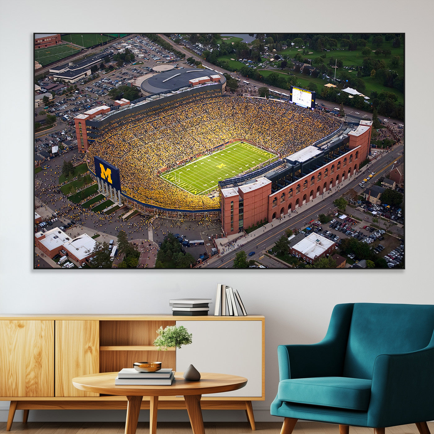 95248-MGV-CV-36X24-University of Michigan Wolverines Football Team Print - Ann Arbor Michigan Stadium Wall Art Canvas
