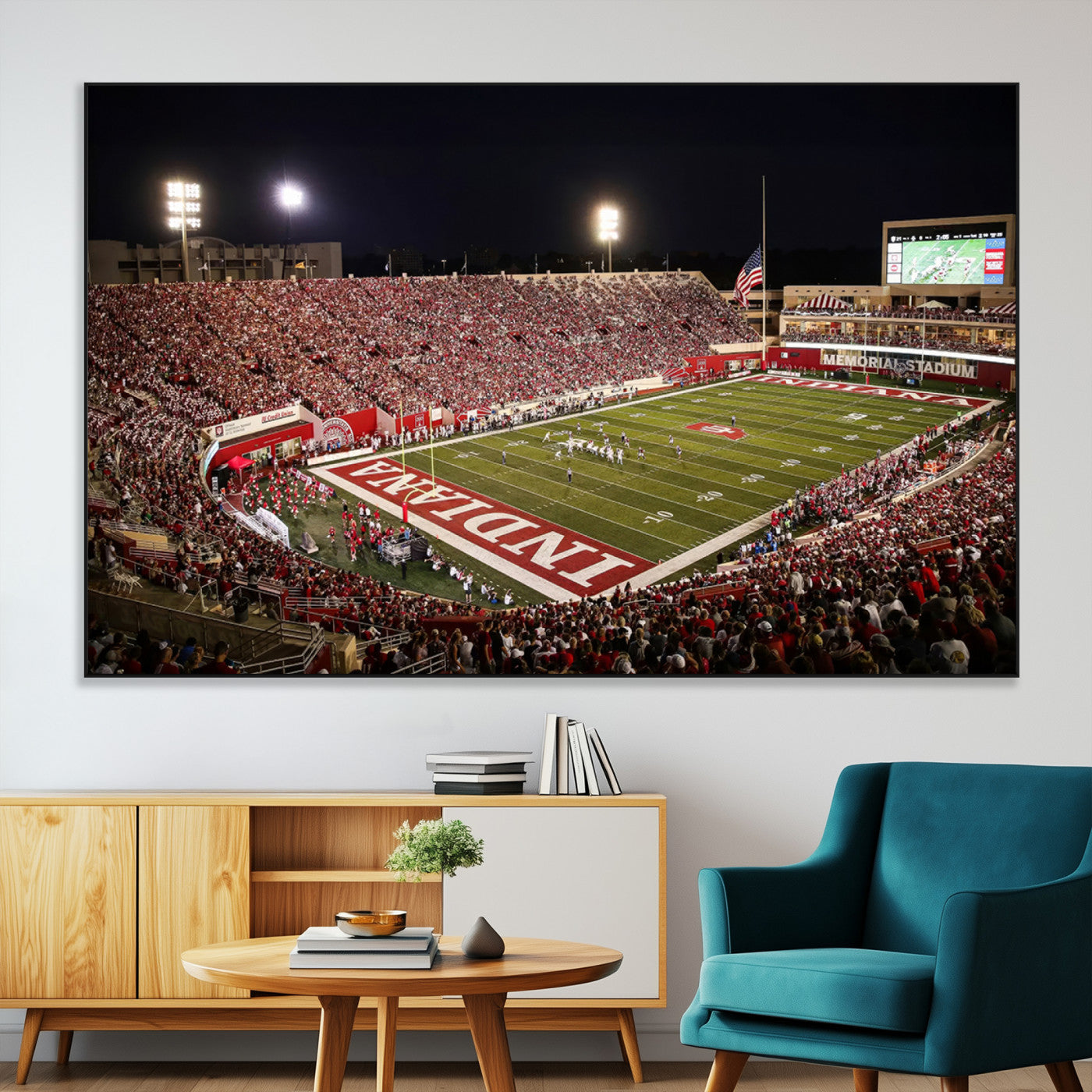 82748-MGV-CV-36X24-Indiana University Hoosiers Football Team Print Canvas - Bloomington Memorial Stadium Wall Art