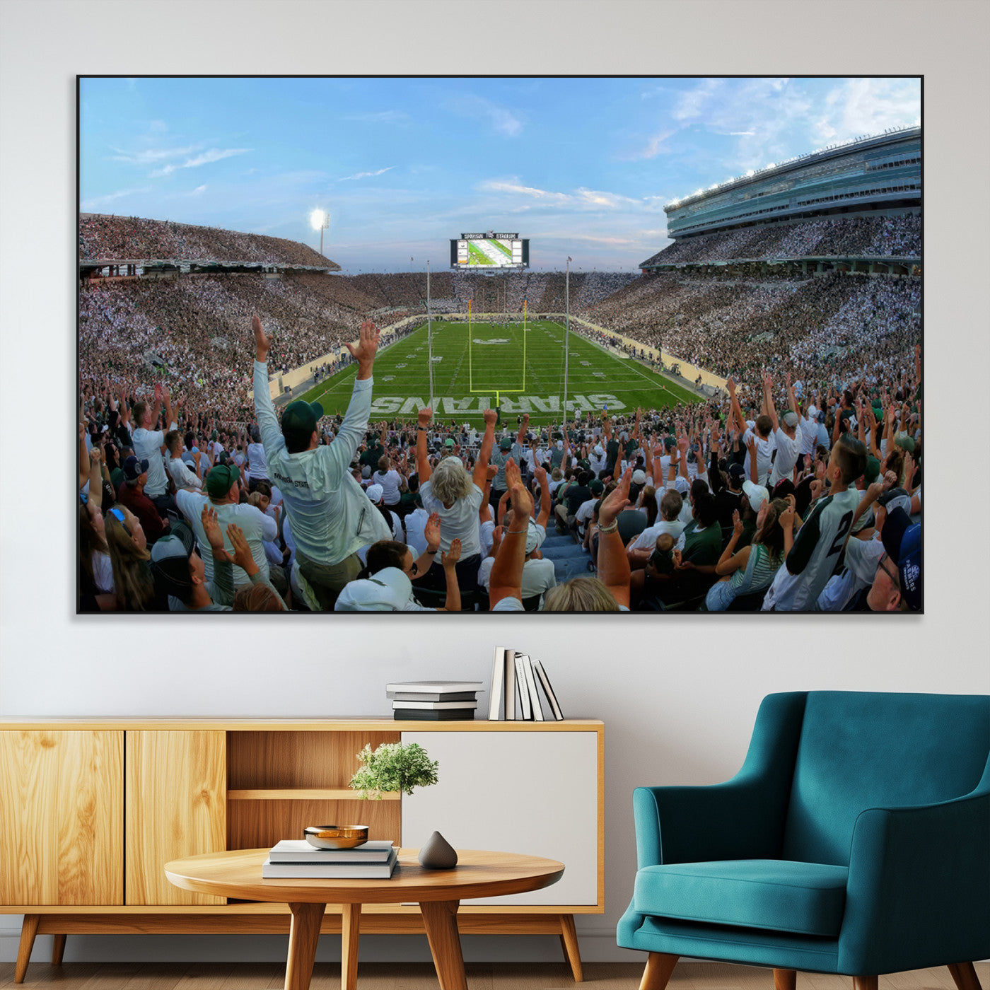 -Michigan State Spartans Football Team Art Print - East Lansing Spartan Stadium Wall Art Canvas Print