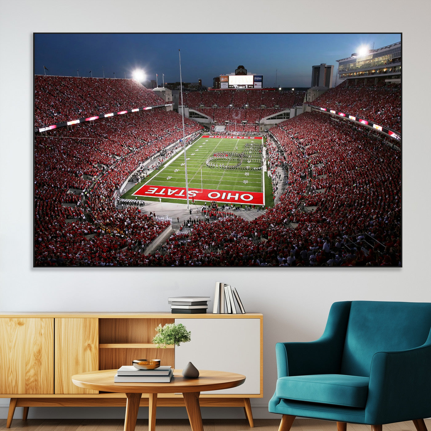 98743-MGV-CV-36X24-Ohio State University Buckeyes Football Team Print - Columbus Ohio Stadium Wall Art Canvas Print