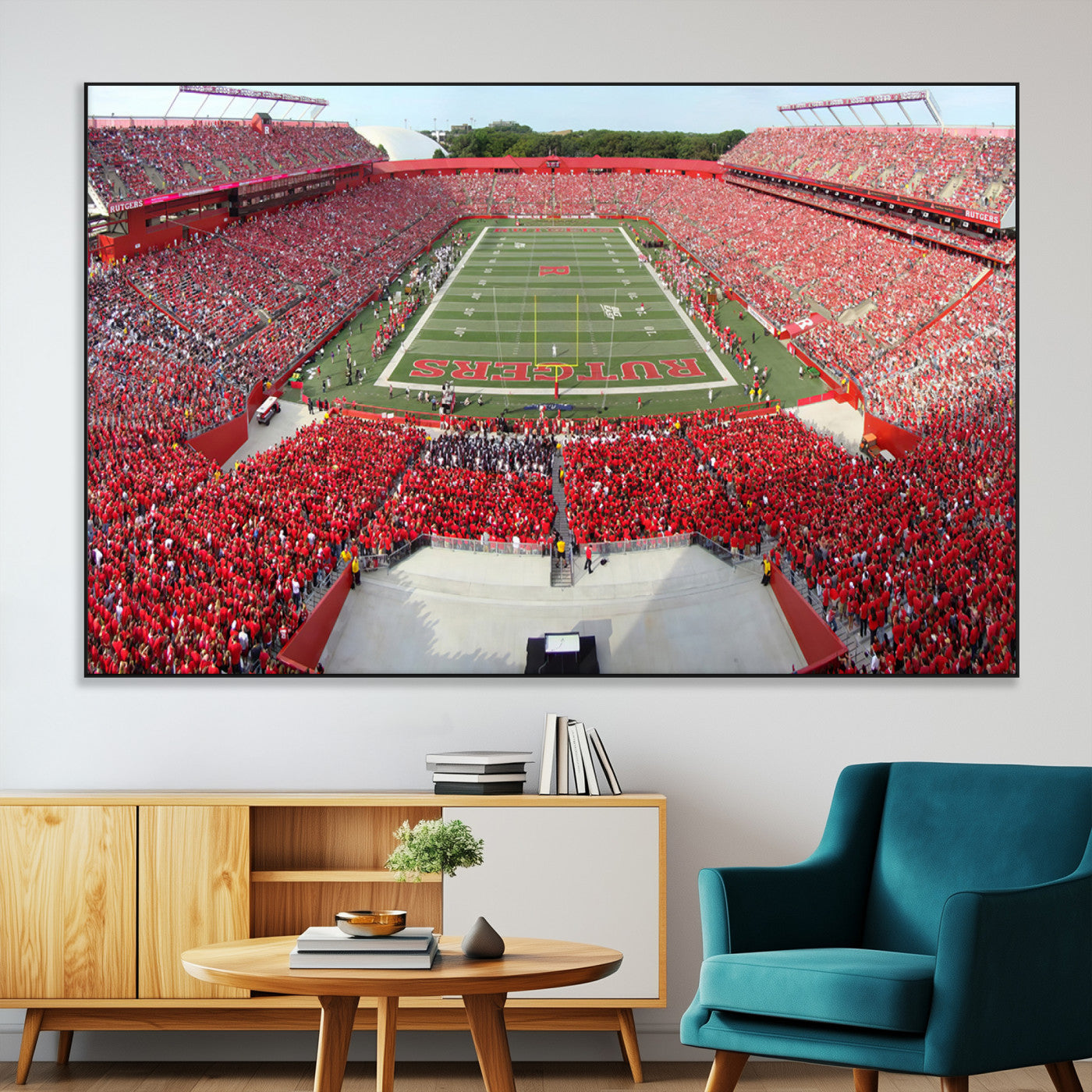 -Rutgers Scarlet Knights Football Team Print - Piscataway SHI Stadium Wall Art Canvas Print