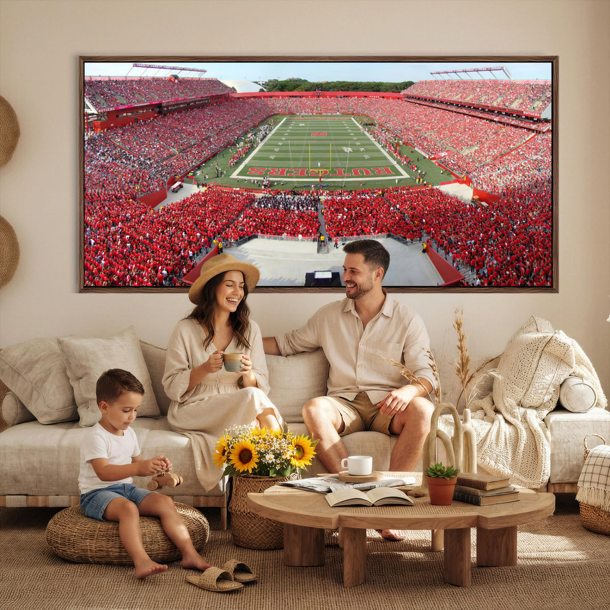 90818-PAN-FL-20X10 - Rutgers Scarlet Knights Football Team Print - Piscataway SHI Stadium Wall Art Canvas Print