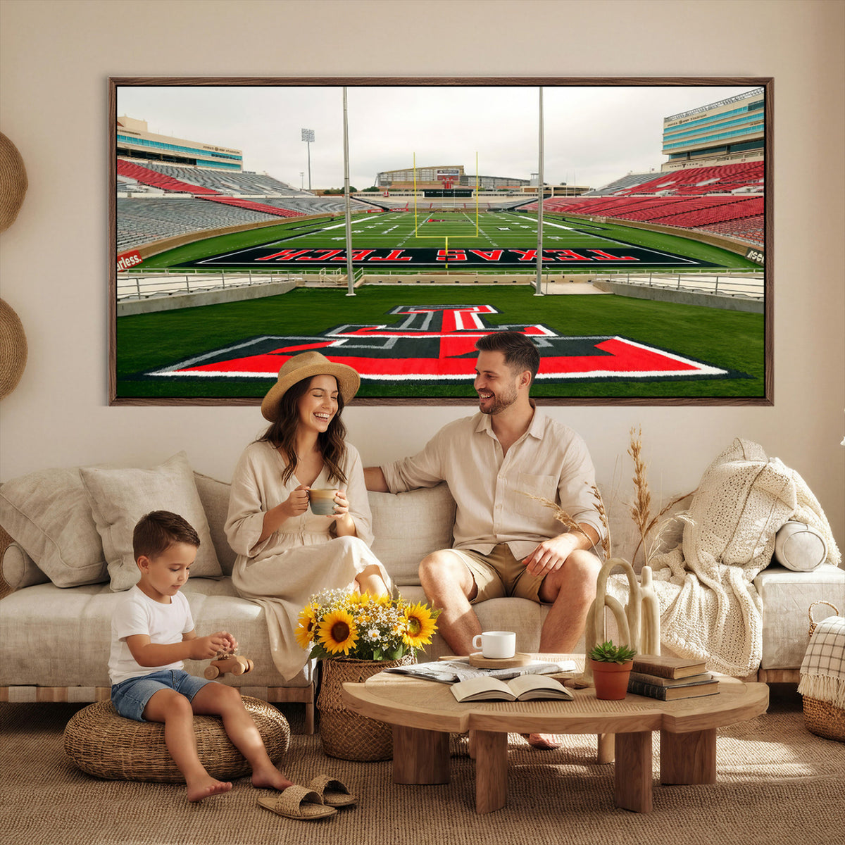 43169-PAN-FL-20X10 - Texas Tech Red Raiders Football Team Print - Lubbock Jones AT&T Stadium Wall Art Canvas Print