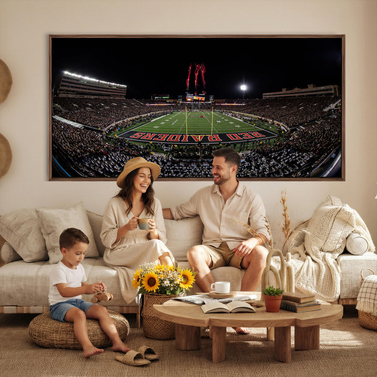 83122-PAN-FL-20X10 - Framed Texas Tech Red Raiders Stadium Canvas, Texas Tech Red Raiders Football Team Print - Lubbock