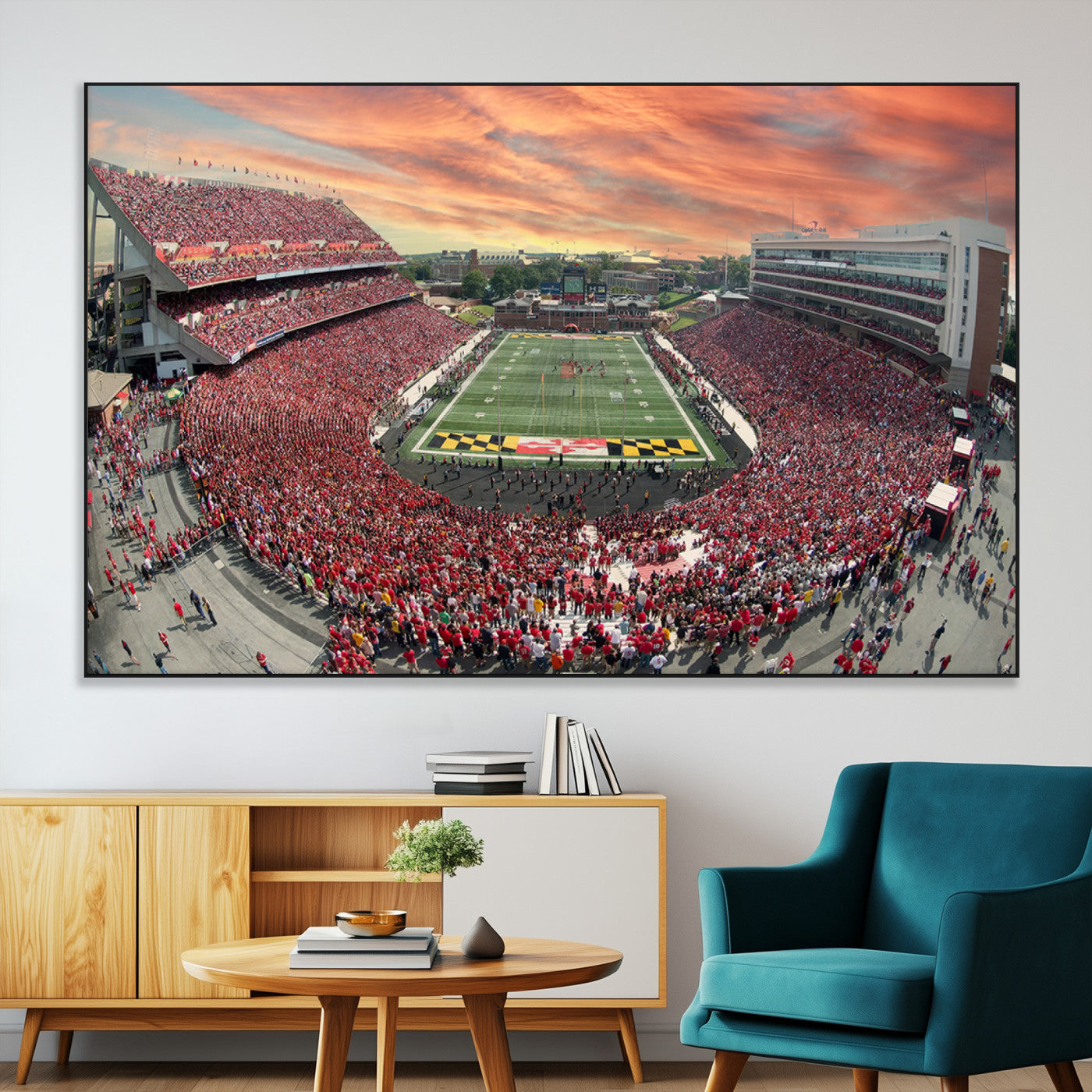 24140-MGV-CV-36X24-University of Maryland Terrapins Football Team Print - College Park SECU Stadium Wall Art Canvas