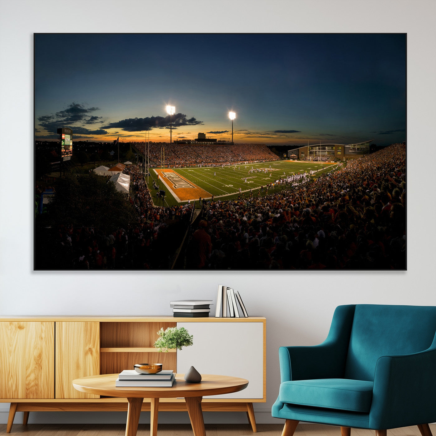 15980-MGV-CV-36X24-Ball State Cardinals Football Team Print - Muncie Scheumann Stadium Wall Art Canvas Print