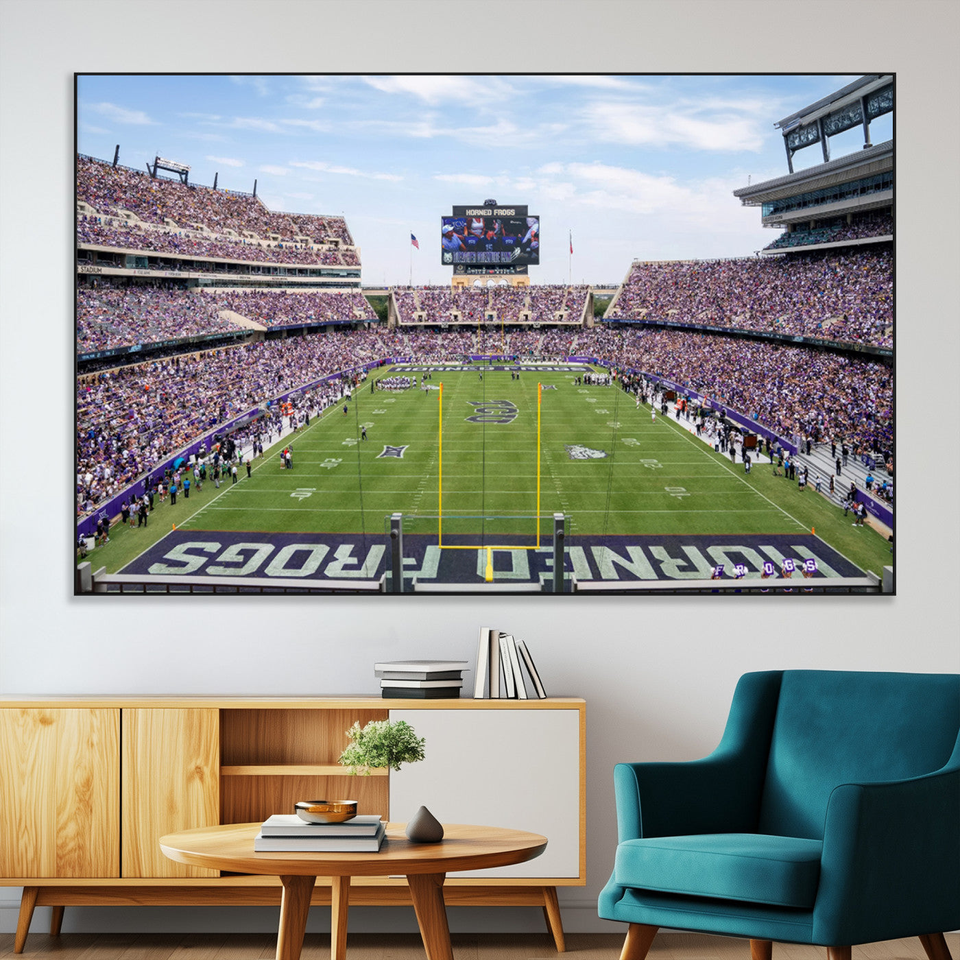 27650-MGV-CV-36X24-TCU Horned Frogs Football Team Print - Fort Worth Amon G. Carter Stadium Wall Art Canvas Print