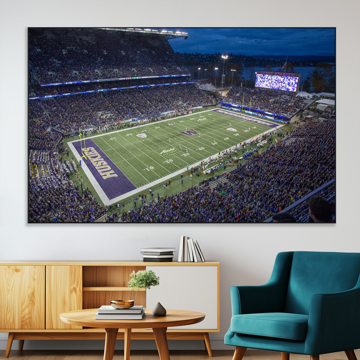 84780-MGV-CV-36X24-The University of Washington Huskies Football Team Print - Seattle Husky Stadium Wall Art Canvas