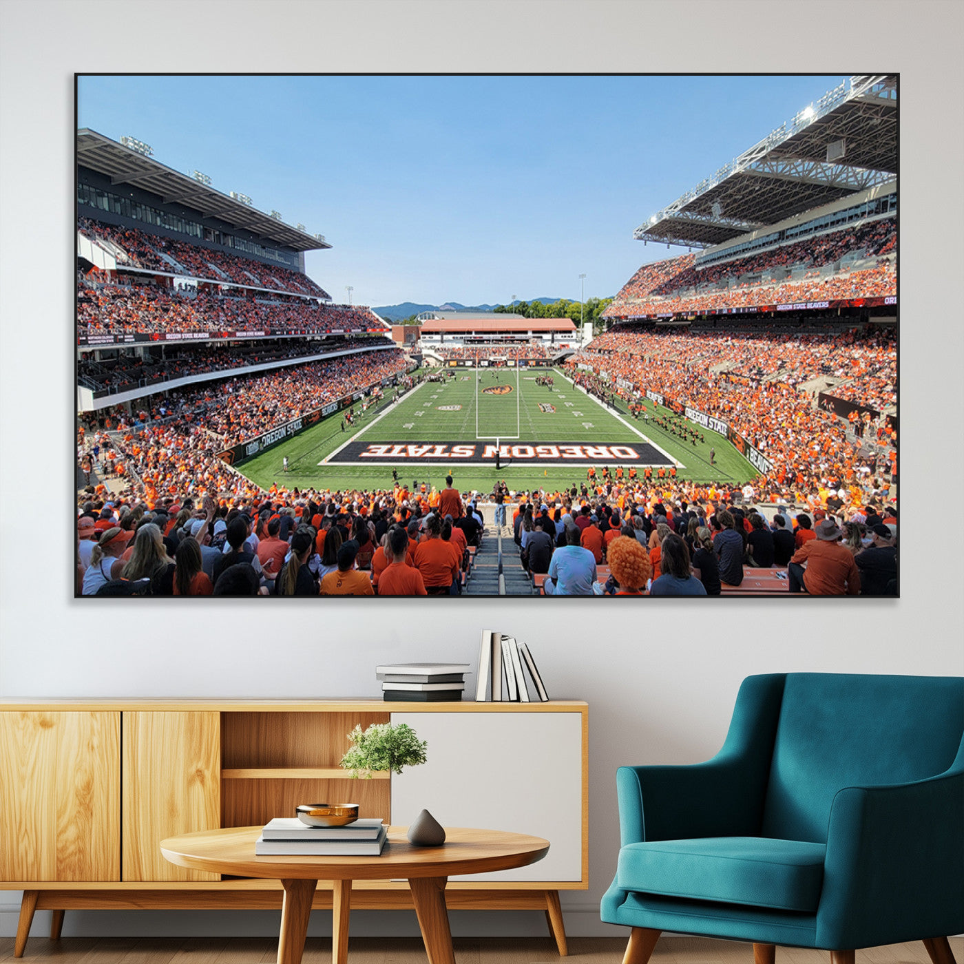 35211-MGV-CV-36X24-Oregon State Beavers Football Team Print - Corvallis Reser Stadium Wall Art Canvas Print