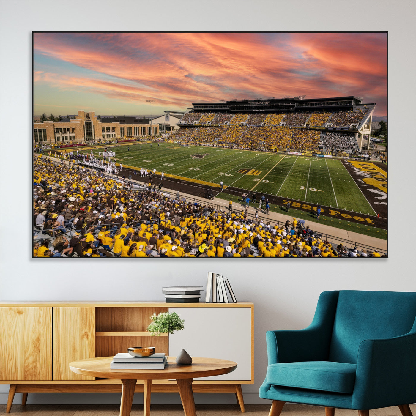 90508-MGV-CV-36X24-University of Wyoming Cowboys Football Team Print - Laramie Jonah Field War Memorial Stadium Wall