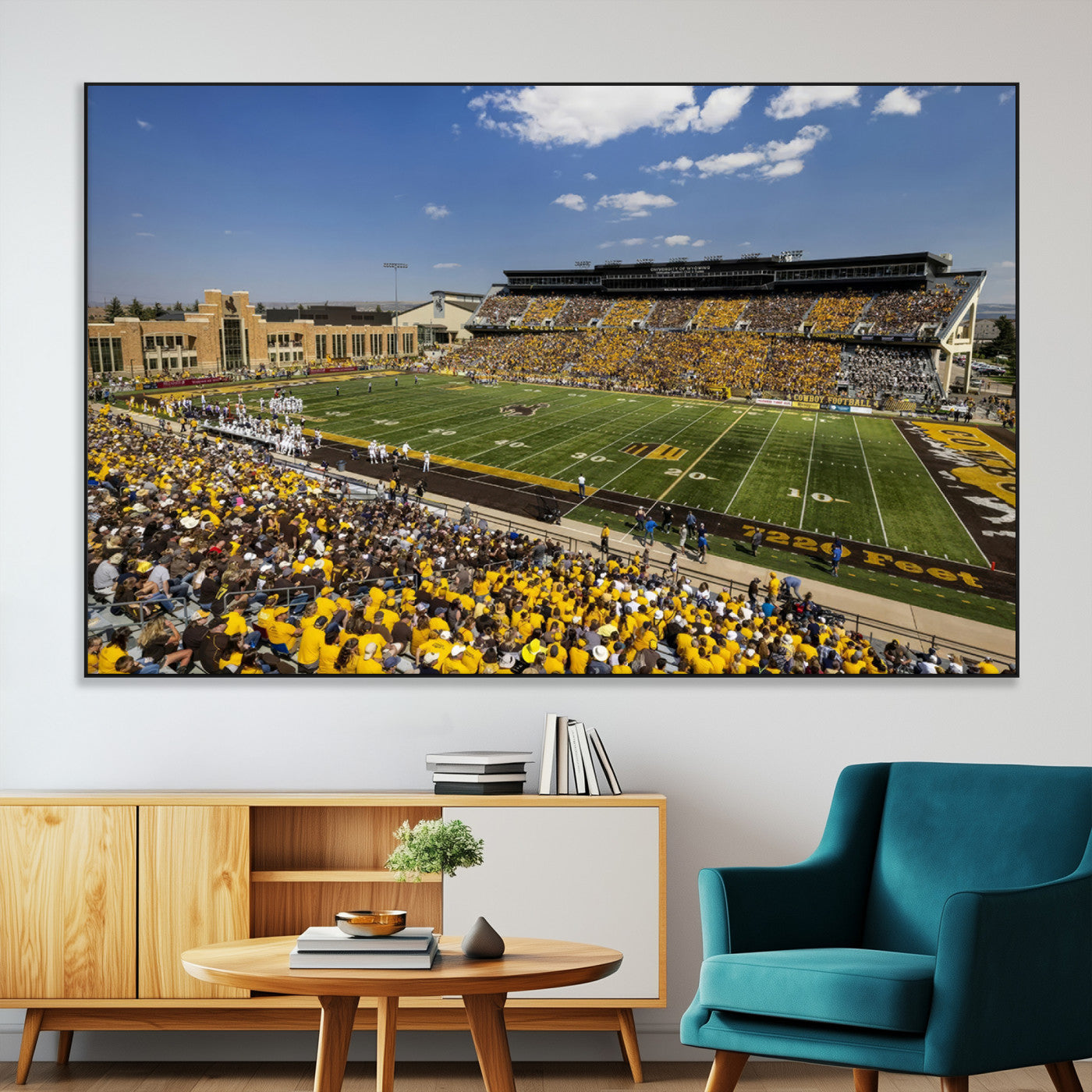 75112-MGV-CV-36X24-University of Wyoming Cowboys Football Team Print - Laramie Jonah Field War Memorial Stadium Wall