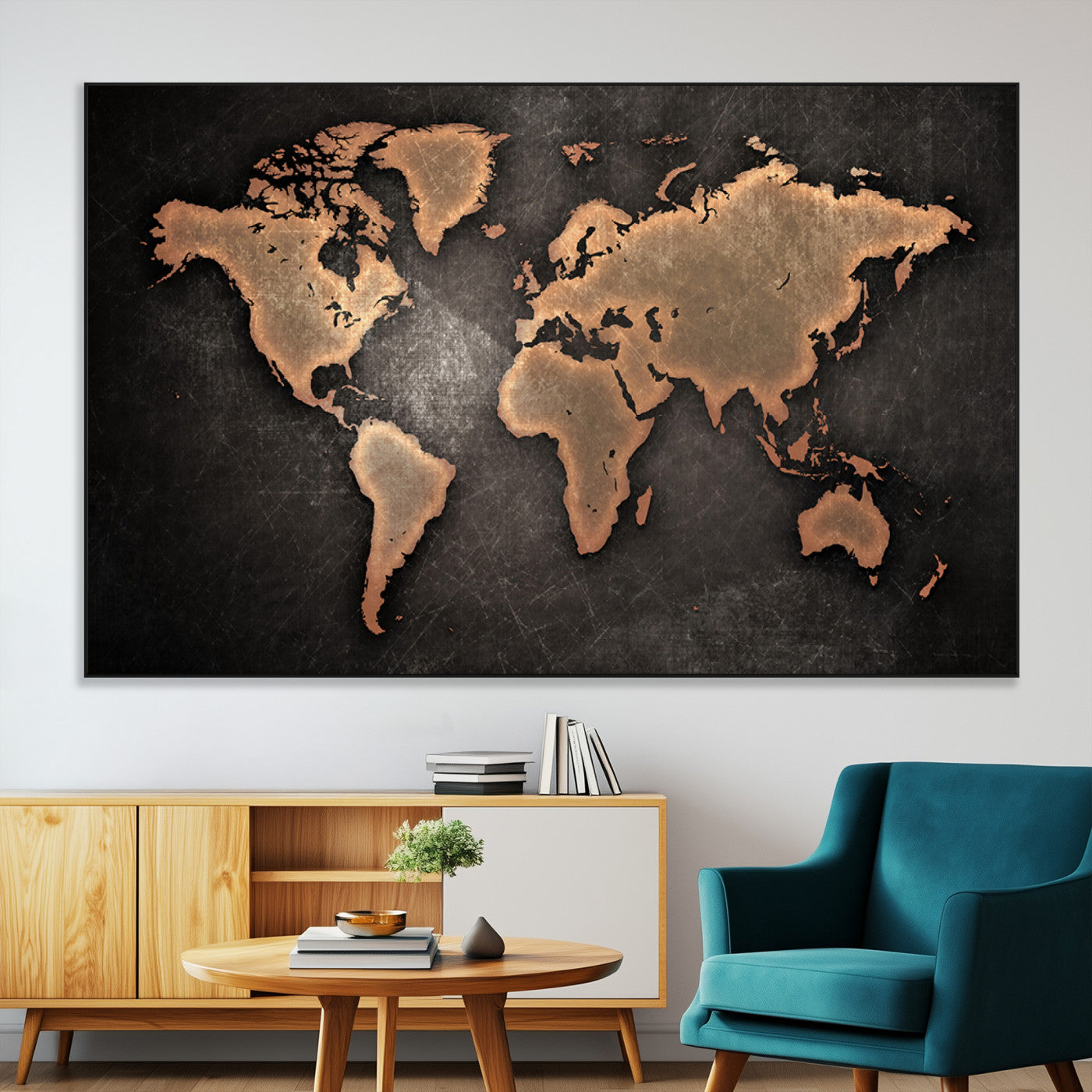 33739-MGV-CV-36X24-Push Pin World Map Canvas Print – Framed Travel Map Wall Art for Couples, Anniversary Gift, Modern Home or Office Decor