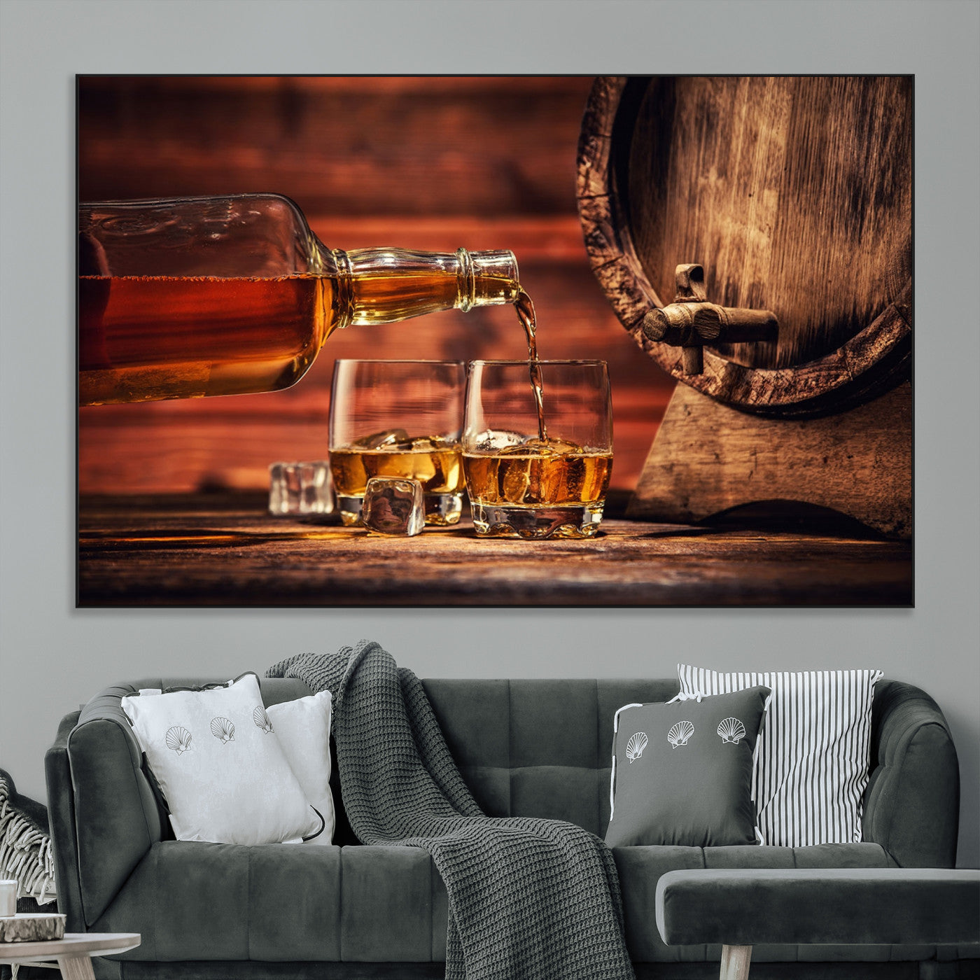 -Whiskey and Cigar Canvas Wall Art | 3 Panel Bar Room Decor for Home Lounge, Office, or Man Cave |