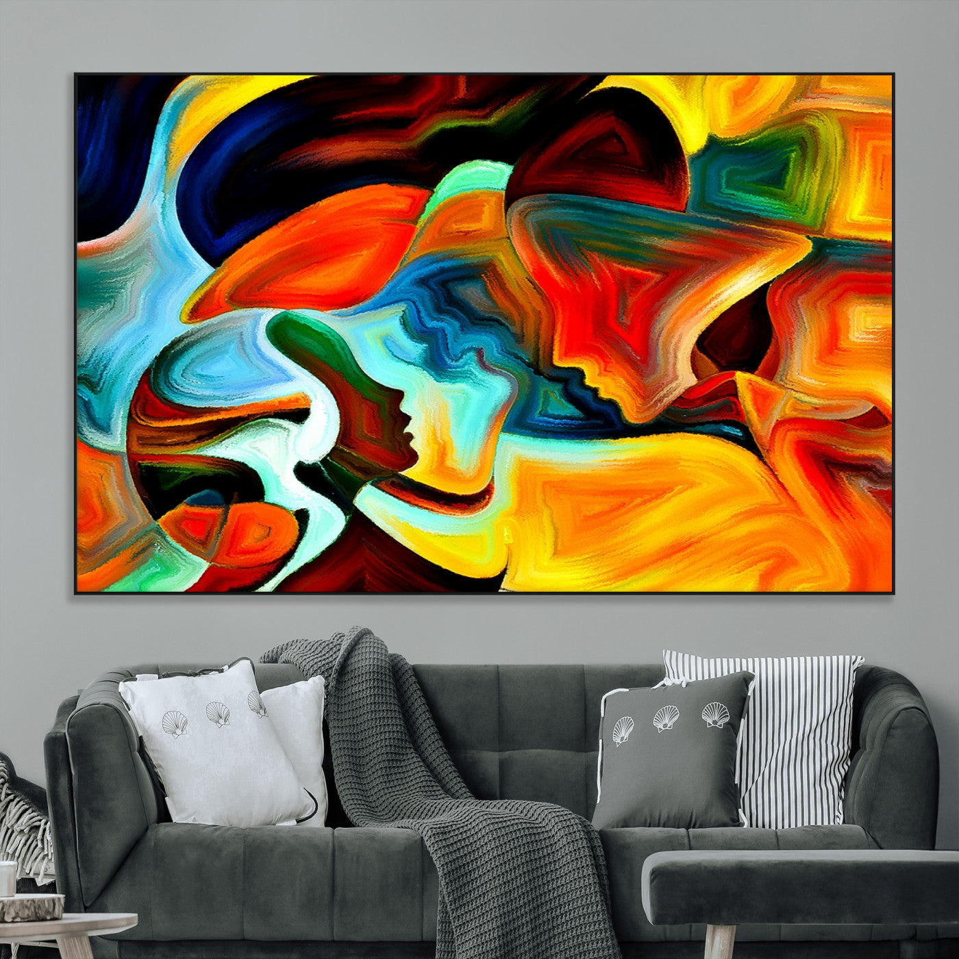 70242-MGV-CV-36X24-Human Love Figures Abstract Wall Art Canvas Print