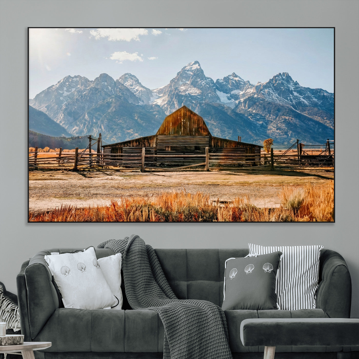 26513-MGV-CV-36X24 - Vintage Old Barn Field Wall Art Canvas Print for Farmhouse Decor - Rustic Barn Wall Art Canvas Print