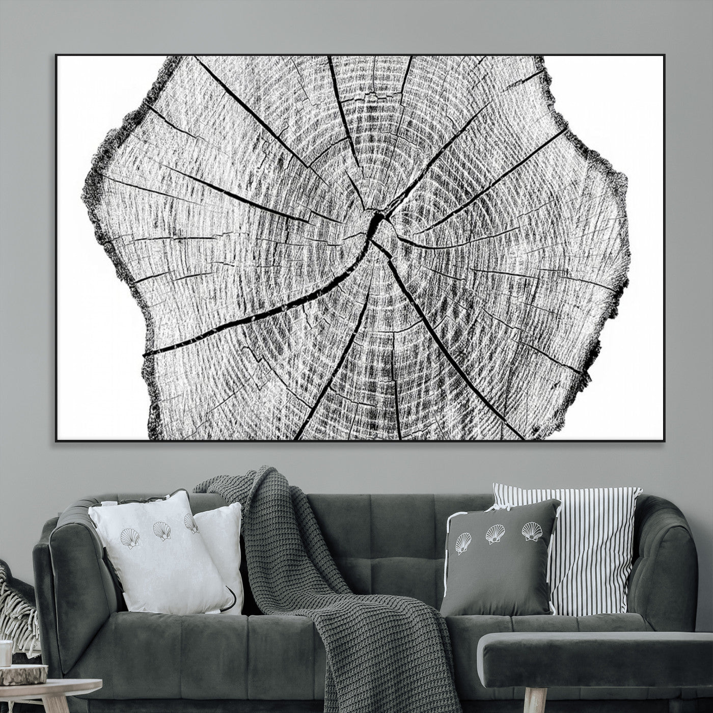 98709-MGV-CV-36X24-Rustic Tree Ring Wall Art Canvas Print – Framed and Ready to Hang – Perfect for Nature-Inspired and